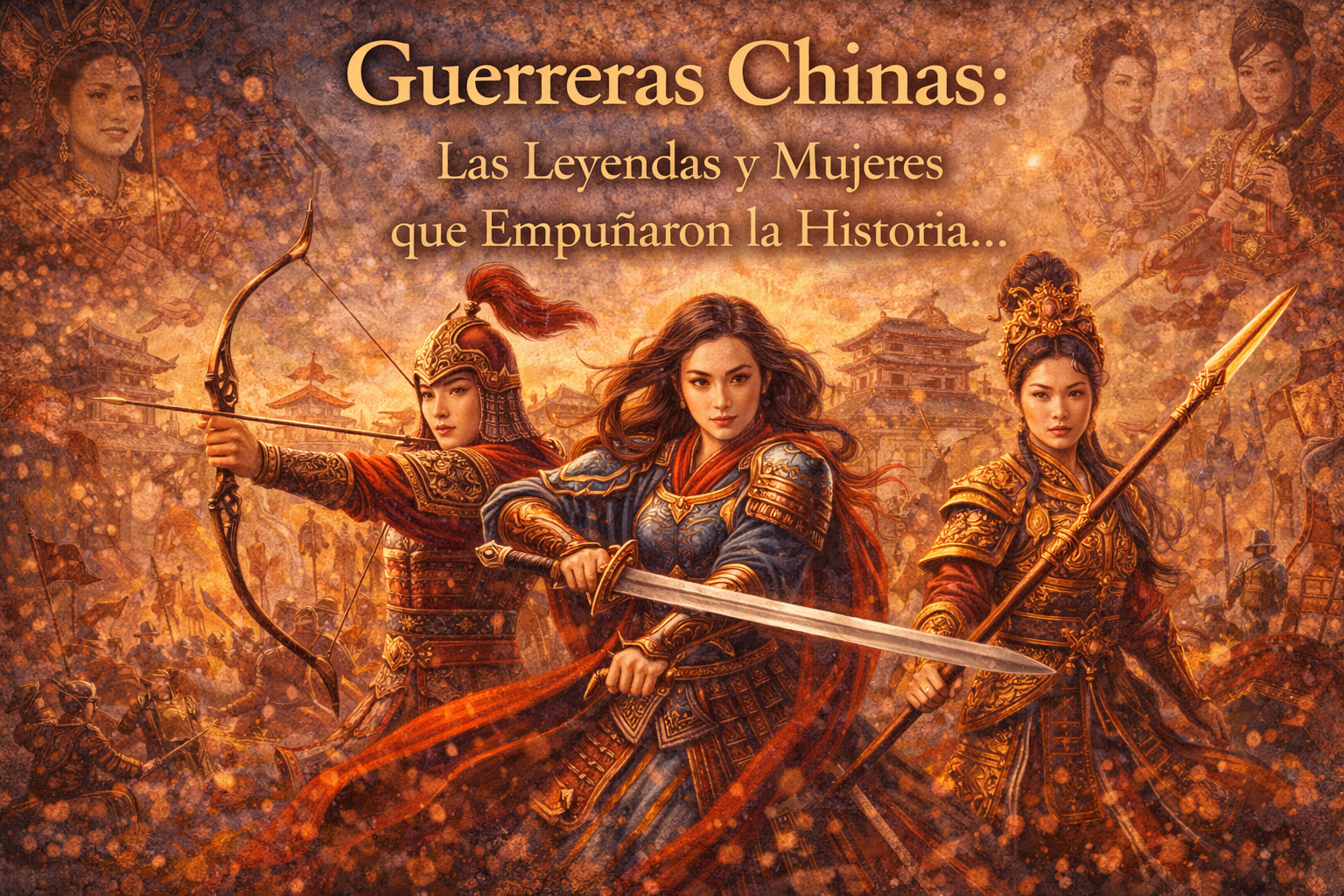 Imagen de guerreras chinas, ilustración