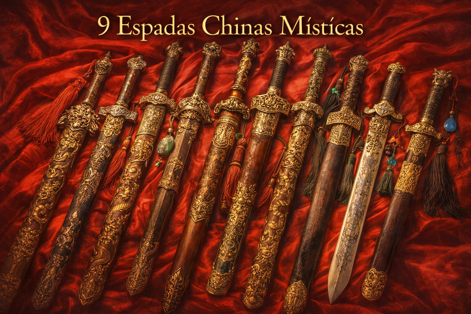 9 Espadas chinas alineadas