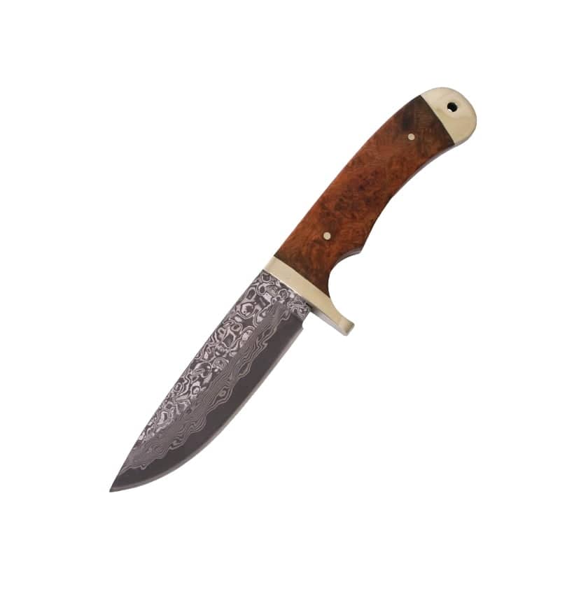Cuchillo de damasco. Cacha en madera. hoja 11 cm de la colección Cuchillos de Damasco