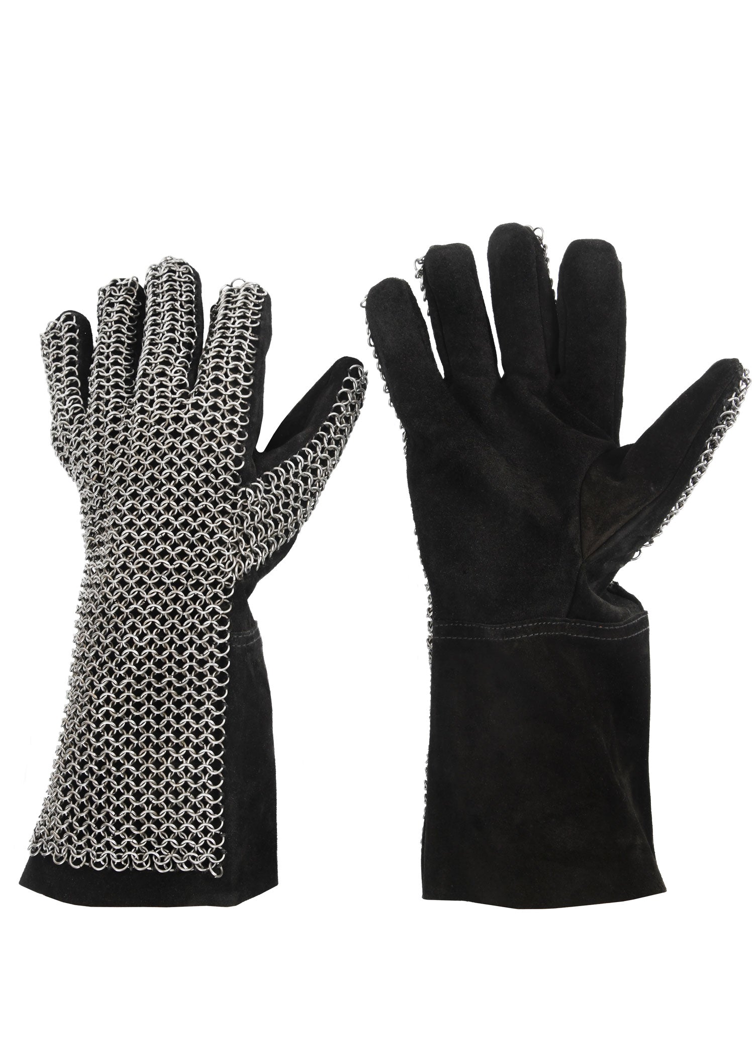 Leather gloves with chainmail on the back