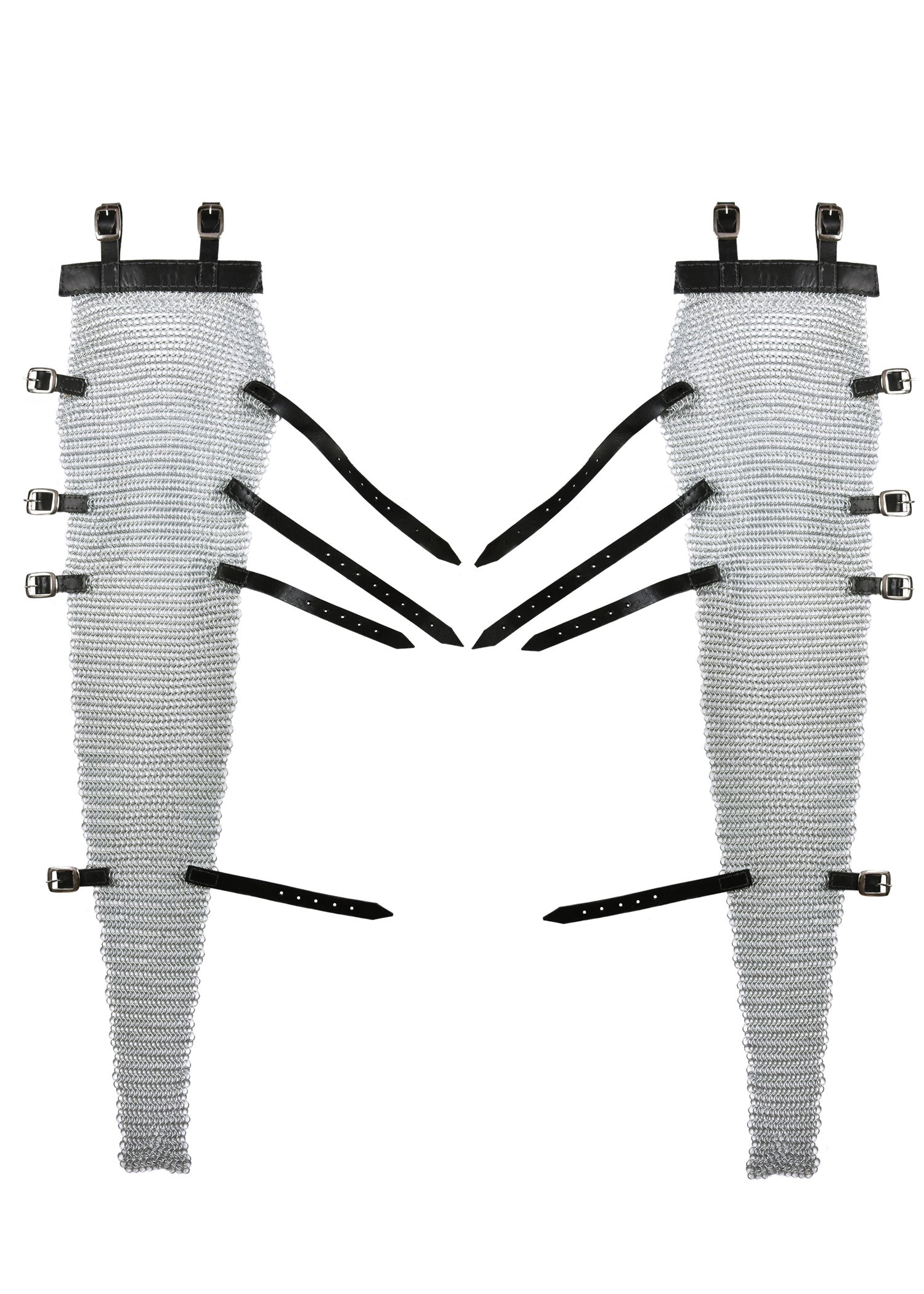 Par de leggings de cota de malha ou protetores de pernas