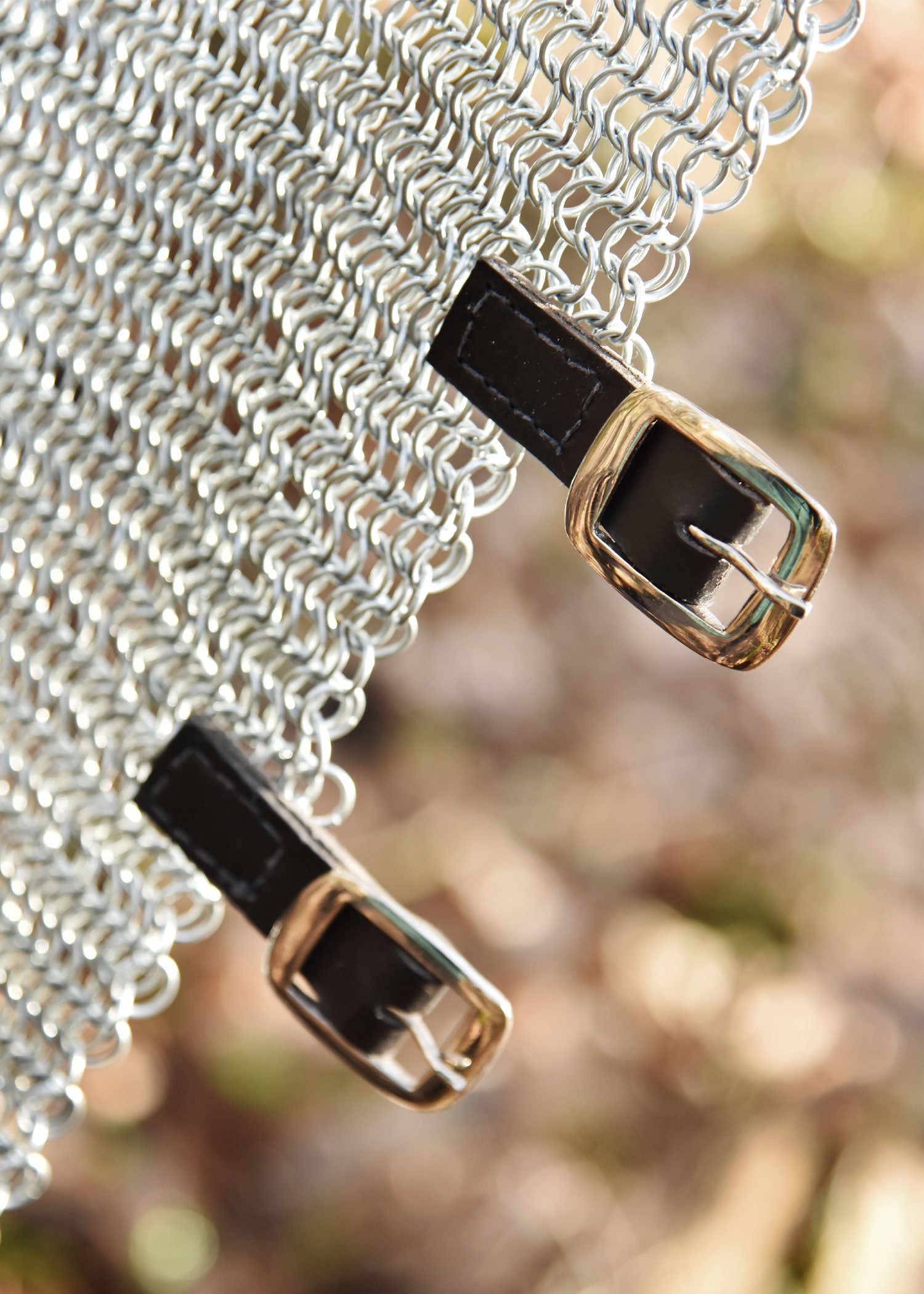 Par de leggings de cota de malha ou protetores de pernas