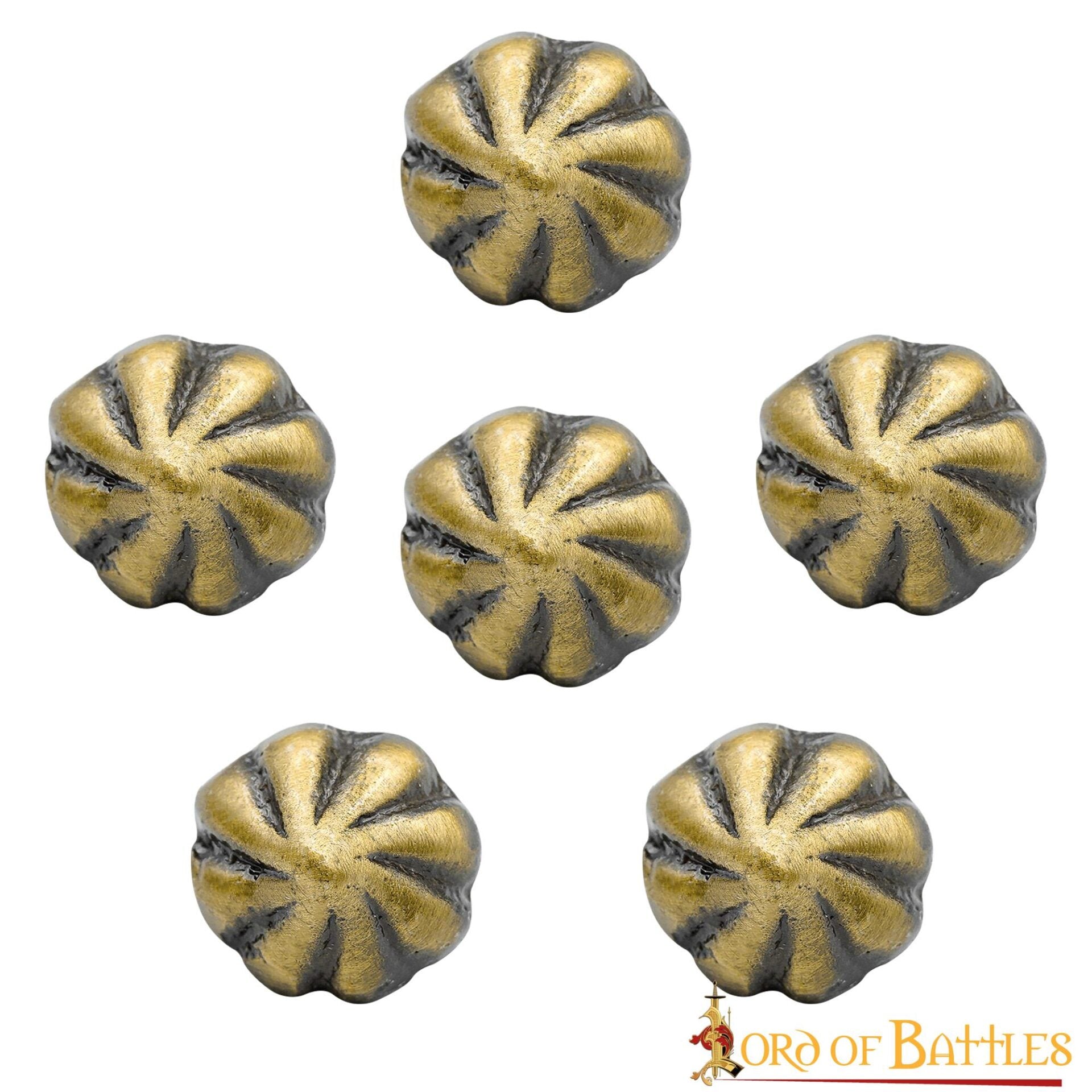 Botones Cónicos de Latón del Siglo Xv - Juego de 6 Cierres Históricos para Prendas de Vestir - Imagen 10