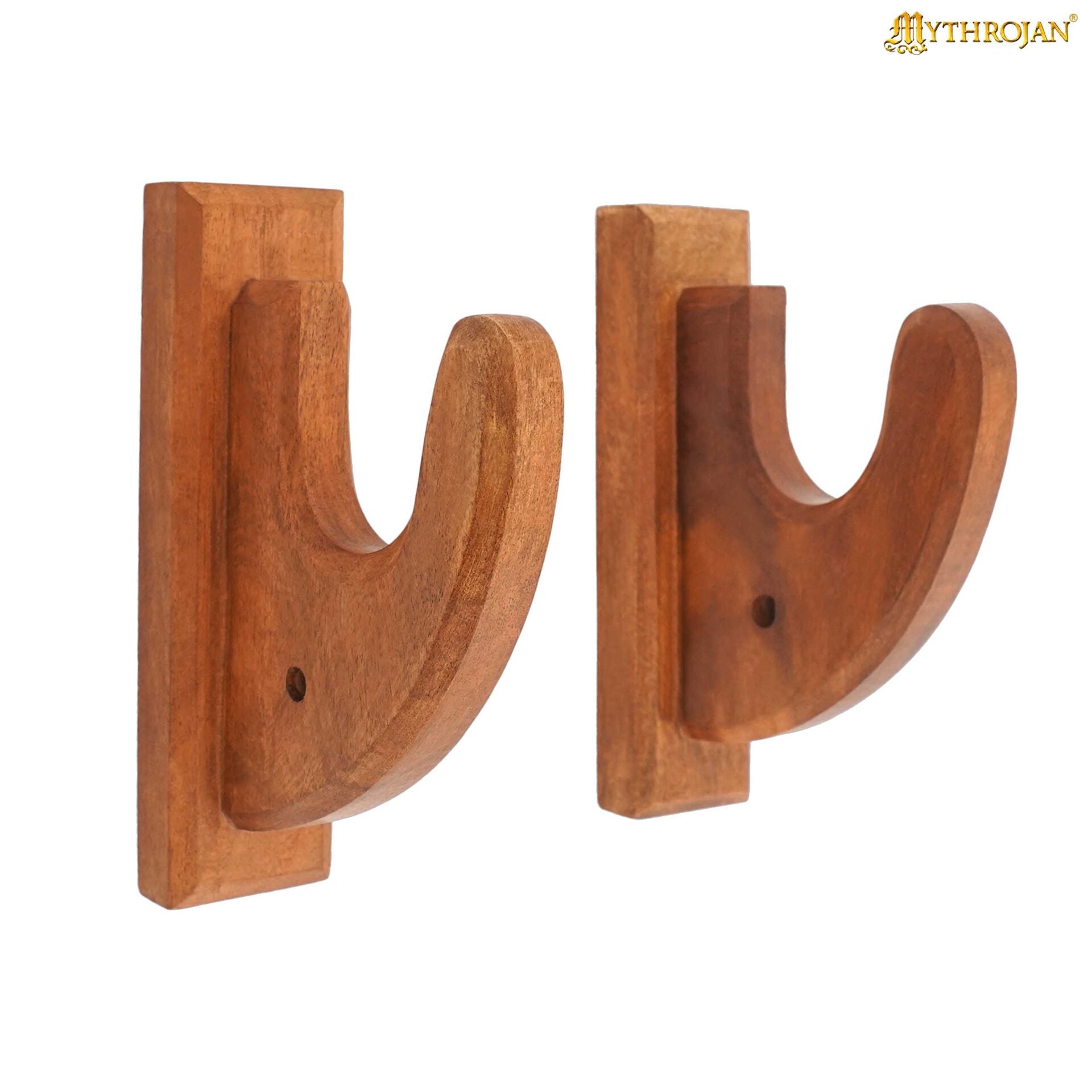 Mythrojan Sólida Madera Dura Pistola Rifle Arma de Fuego Pantalla Pared Soportes Juego de 2, 6.7 "x4.5" - Imagen 1