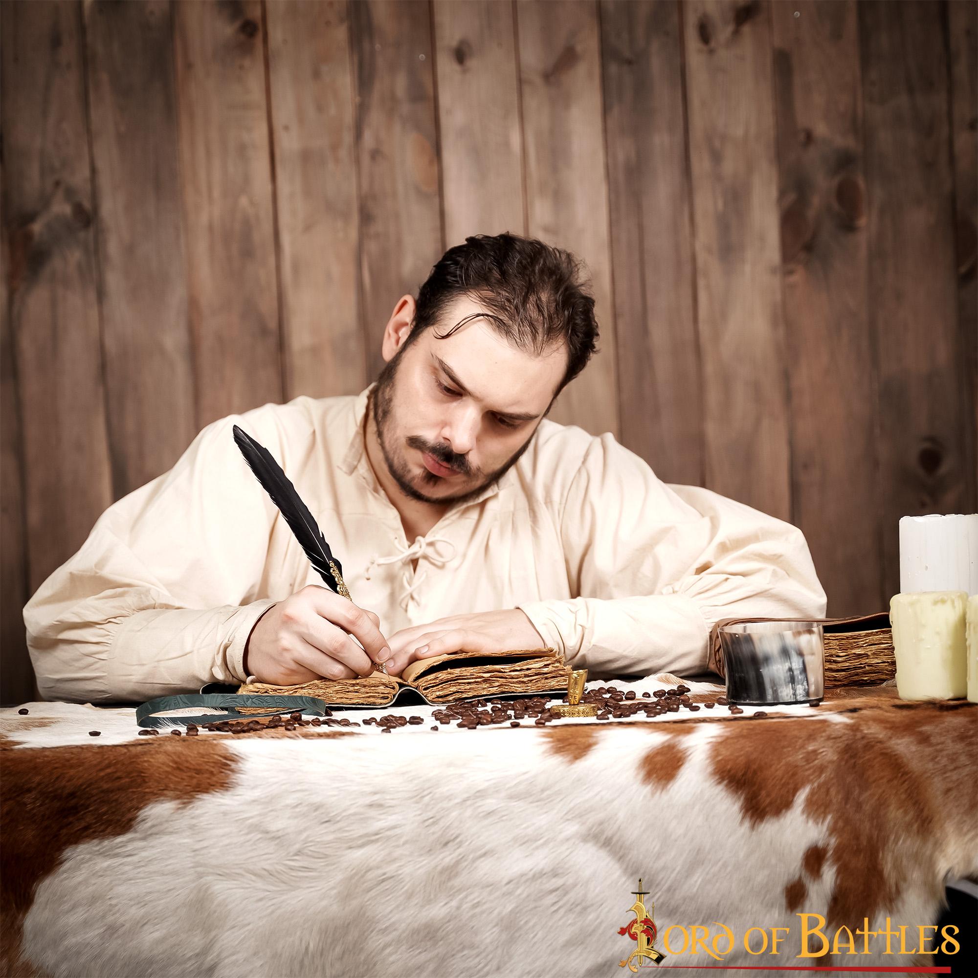 Diario Medieval de Cuero con Papel Antiguo -verde - Diario Hecho a Mano - Imagen 18