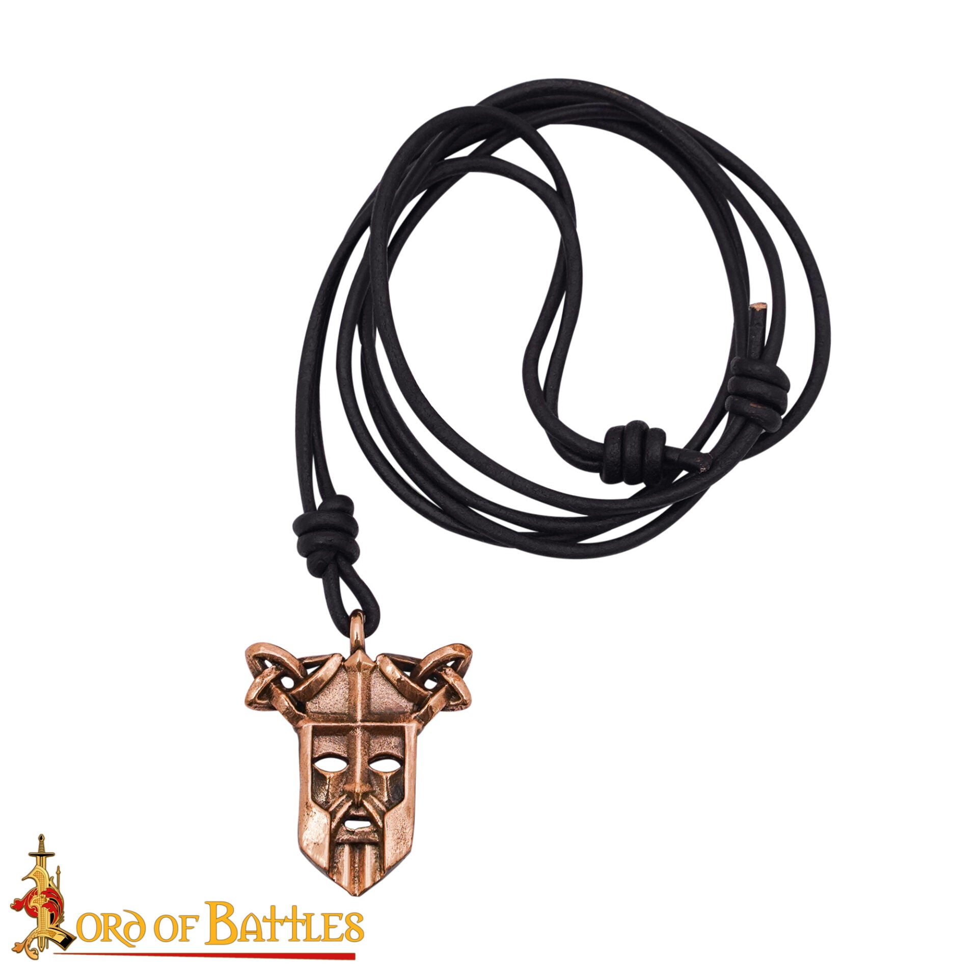 Colgante Máscara Vikinga - 2,9 X 3 Cm, Acabado en Bronce Antiguo con Detalle de Nudos - Imagen 3