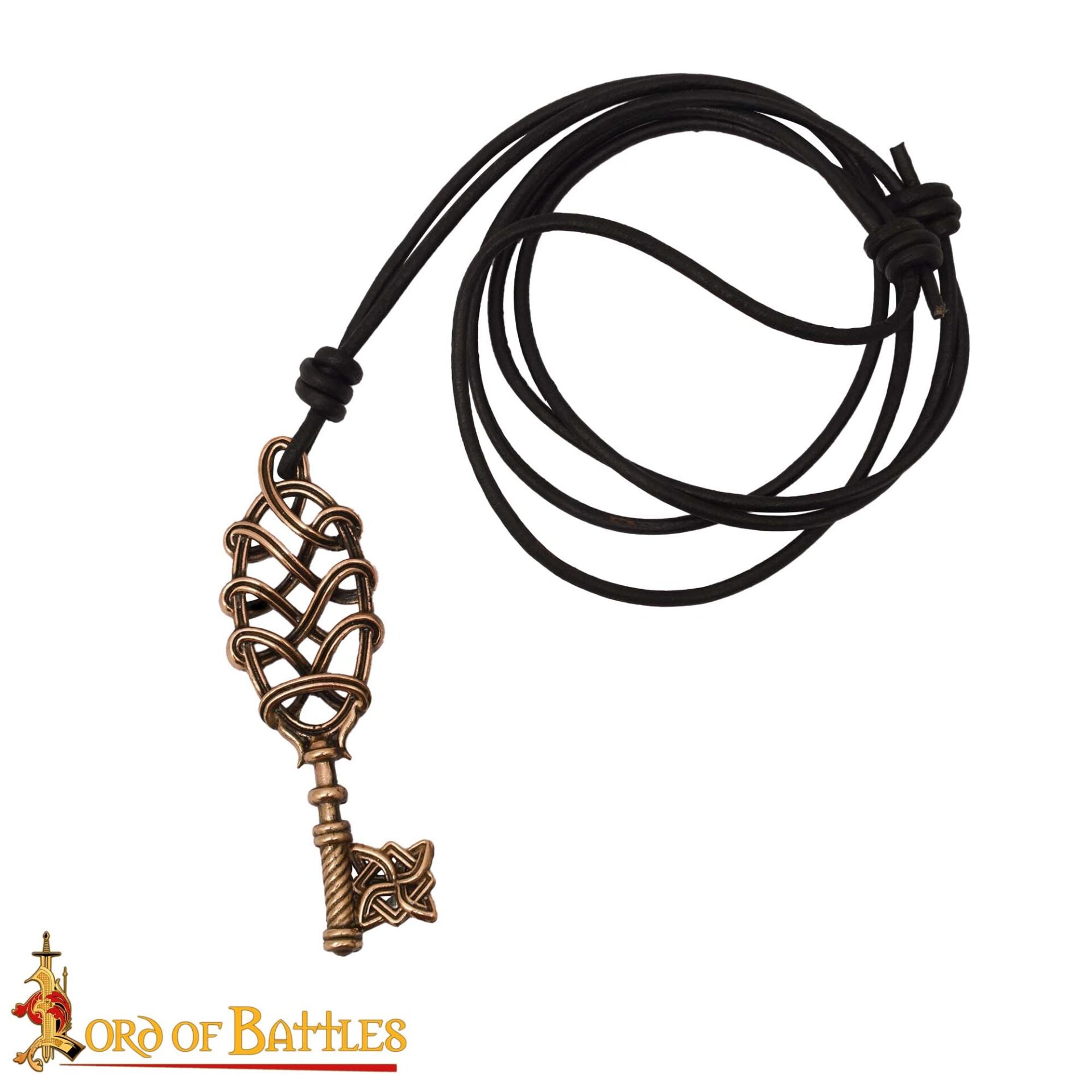 Collar Colgante Llave Vikinga de Bronce - Fundición a la Cera Perdida con Cordón de Cuero Ajustable - Imagen 14