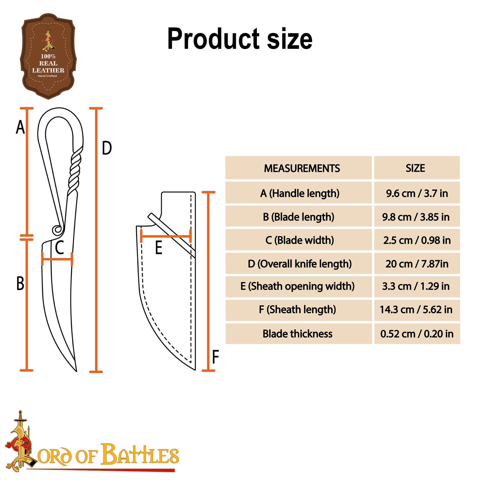 Auténtico Cuchillo Vikingo de Hierro Forjado a Mano - Mango Retorcido con Vaina de Cuero Auténtico - Imagen 3