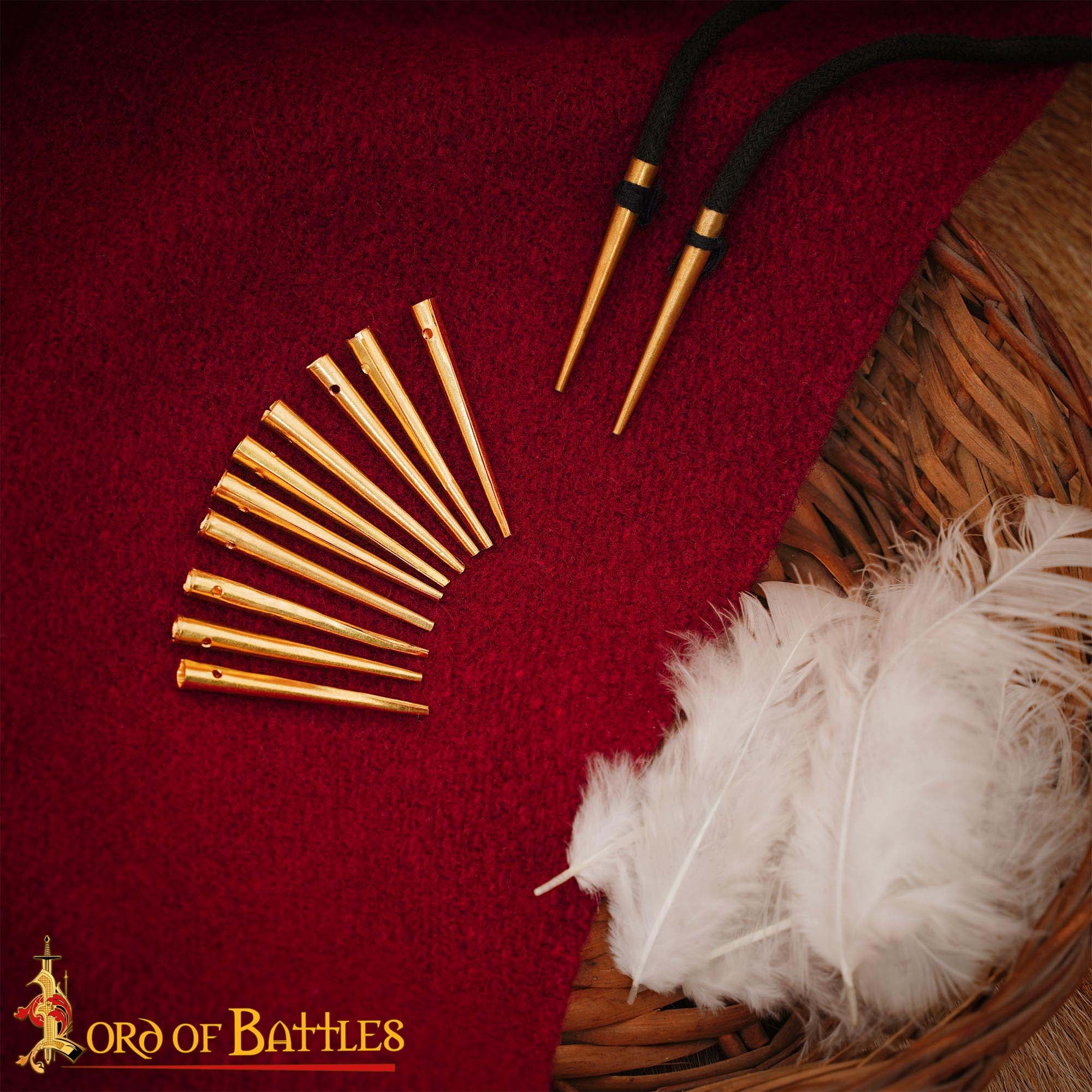 Aiglets Medievales de Latón - Juego de 10 Puntas de Cordón Resistentes (3,6 Cm) - Imagen 1