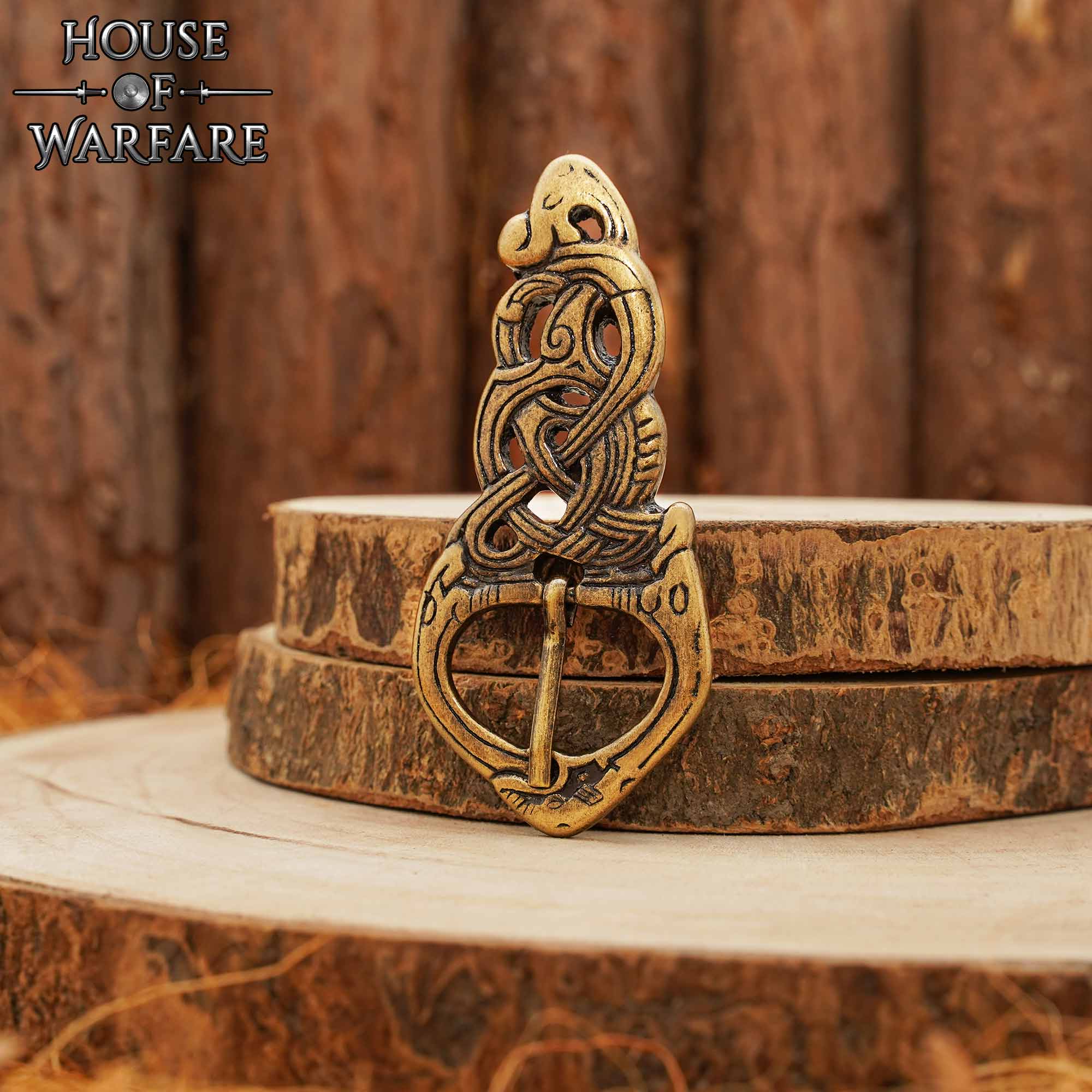 Hebilla de Cinturón Vikinga de Latón con Nudo de Serpiente - Antiguo - Imagen 6