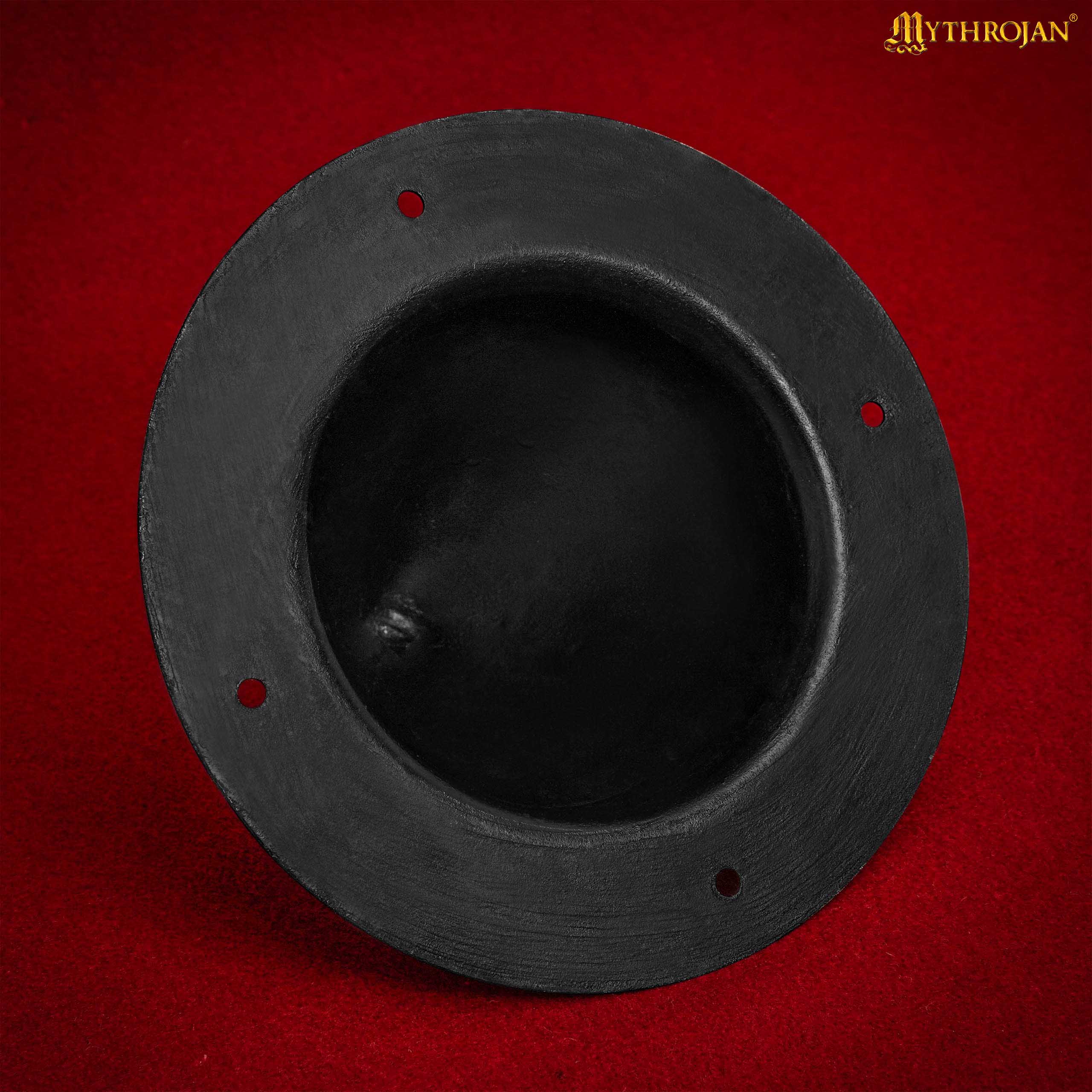 Jefe de Escudo Germánico - 8" Negro Antiguo, Acero Forjado a Mano con Remaches de Montaje - Imagen 5