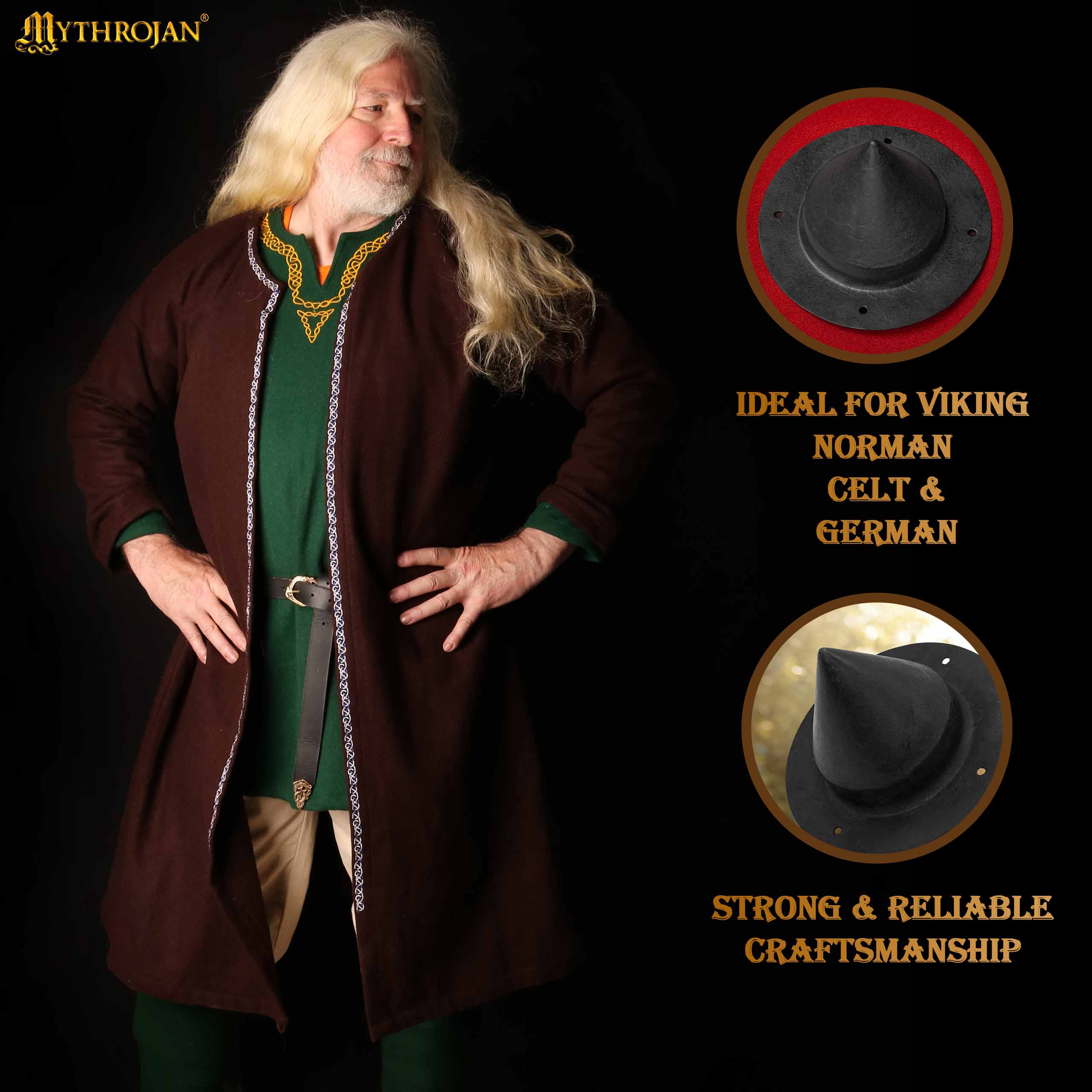 Jefe de Escudo Germánico - 8" Negro Antiguo, Acero Forjado a Mano con Remaches de Montaje - Imagen 7