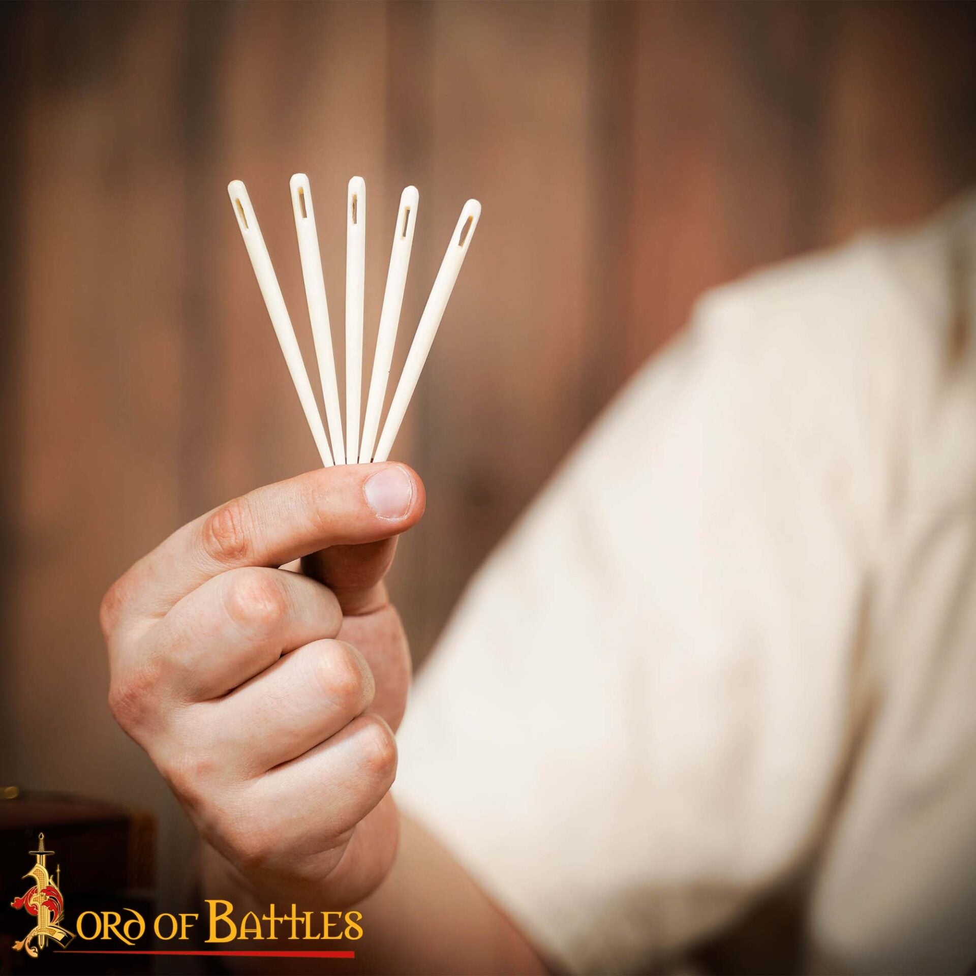 Juego de 5 Agujas de Bordar Medievales de Hueso - Talladas a Mano en Hueso de Buey de Origen Ético - Acabado Pulido - Imagen 6