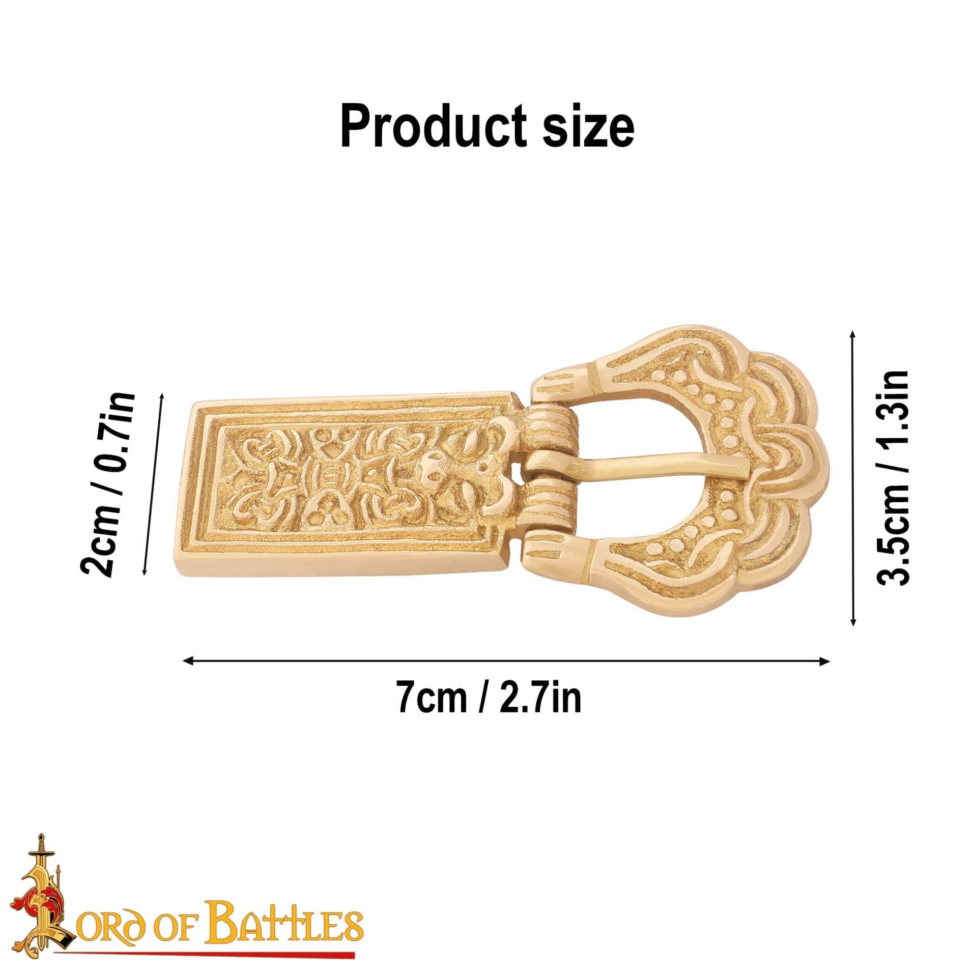 Hebilla Medieval de Latón para Cinturón - Accesorio Histórico Grabado - Latón Macizo - Imagen 3