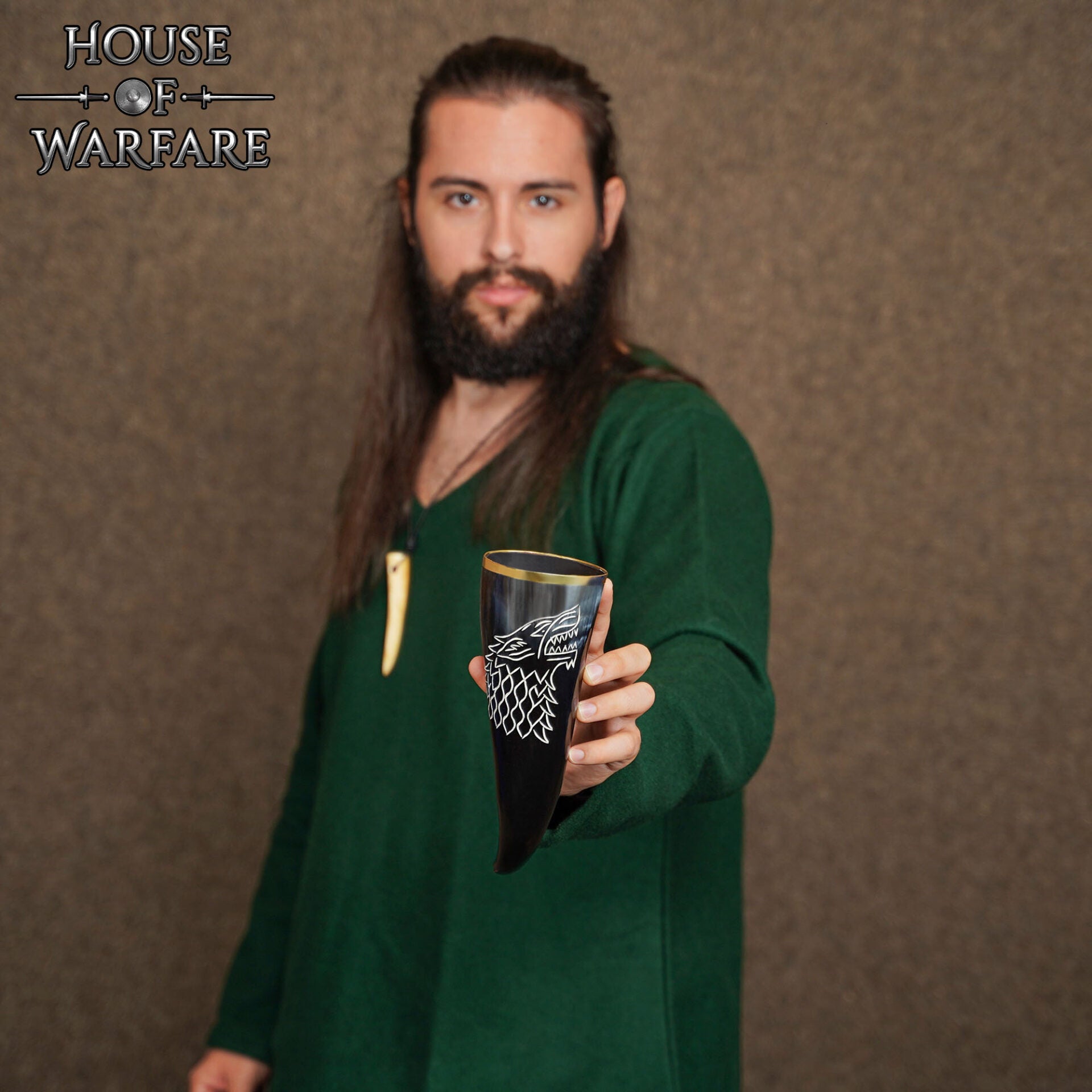 Cuerno Vikingo para Beber con Grabado y Diseño de Lobo - para Larp, Temas Vikingos - Imagen 5