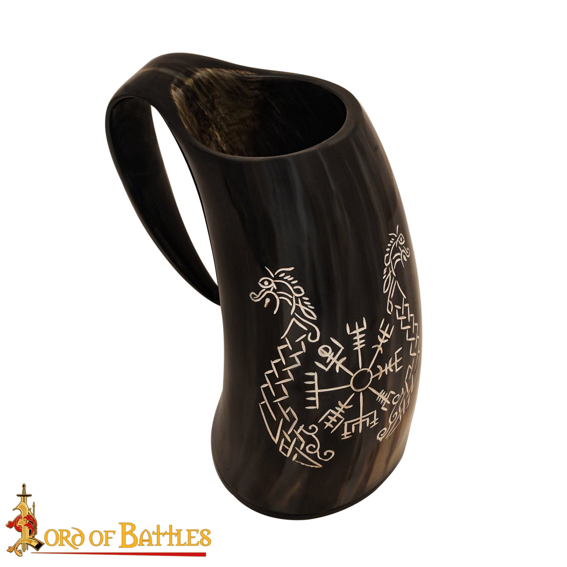 Viking Drinking Horn Tankard- Hecho a Mano con Grabado - Imagen 4