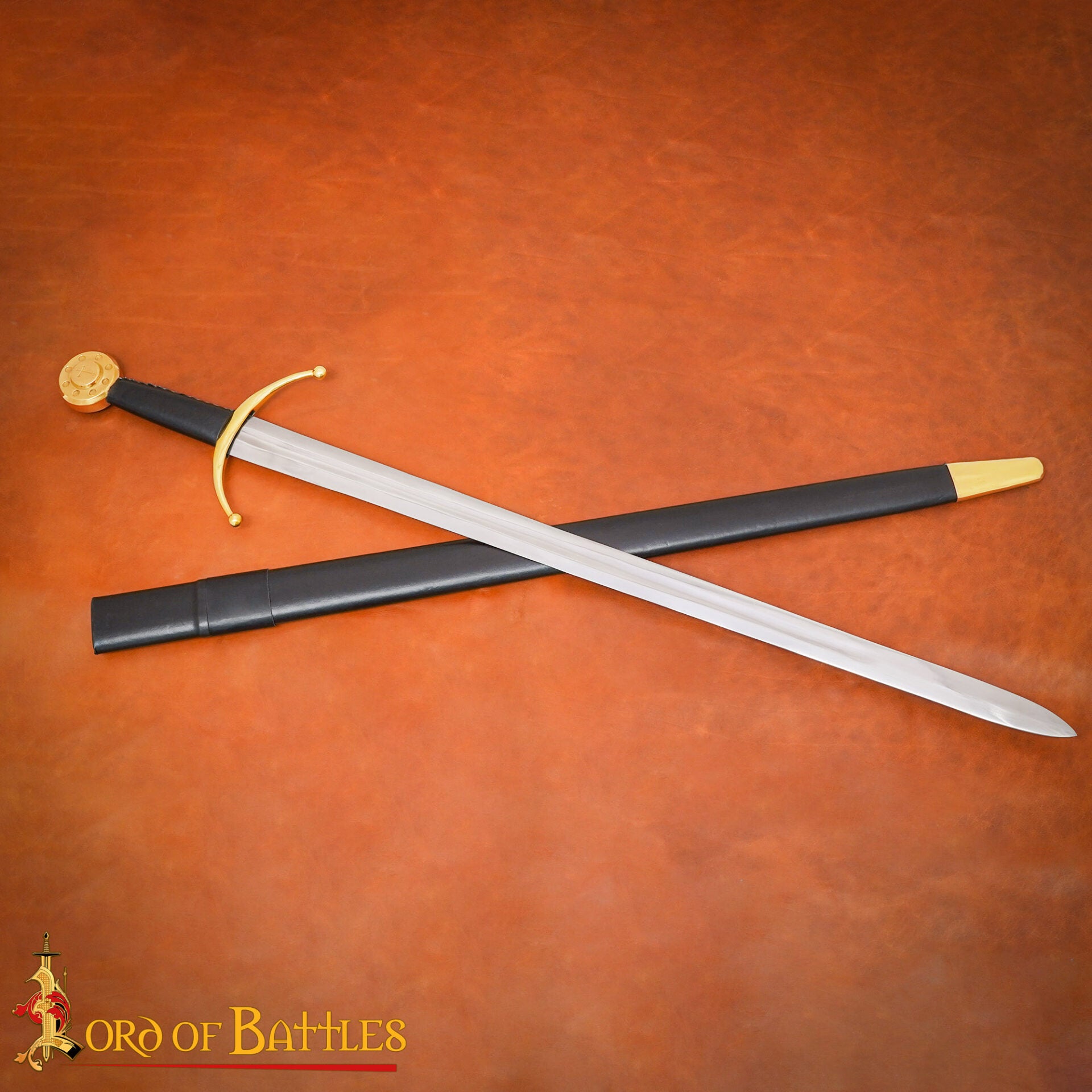 Espada Medieval Eduardo Iii Forjada a Mano con Vaina de Cuero - Imagen 2