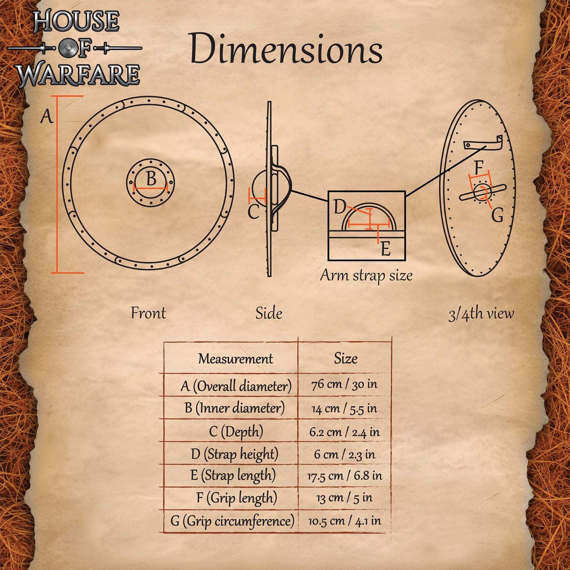 Escudo Vikingo de Madera con Yelmo de Pavor Diseño Aegishjalmur -escudo de Batalla Redondo Pintado - Escudo Medieval Funcional - Imagen 3