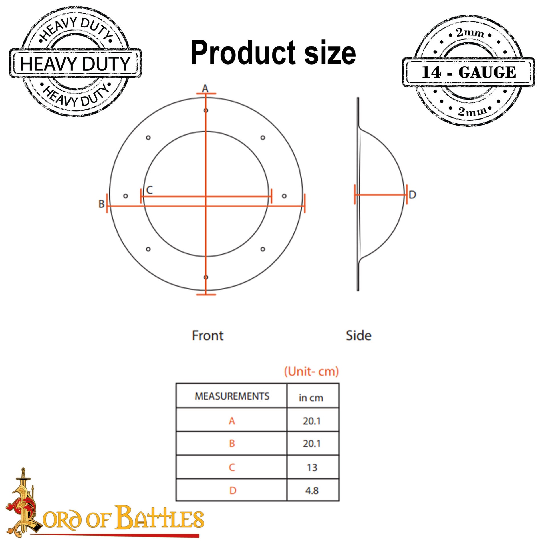 Umbo de Jefe de Escudo Medieval Chapado en Cobre de Calibre 14 con Remaches - Imagen 3