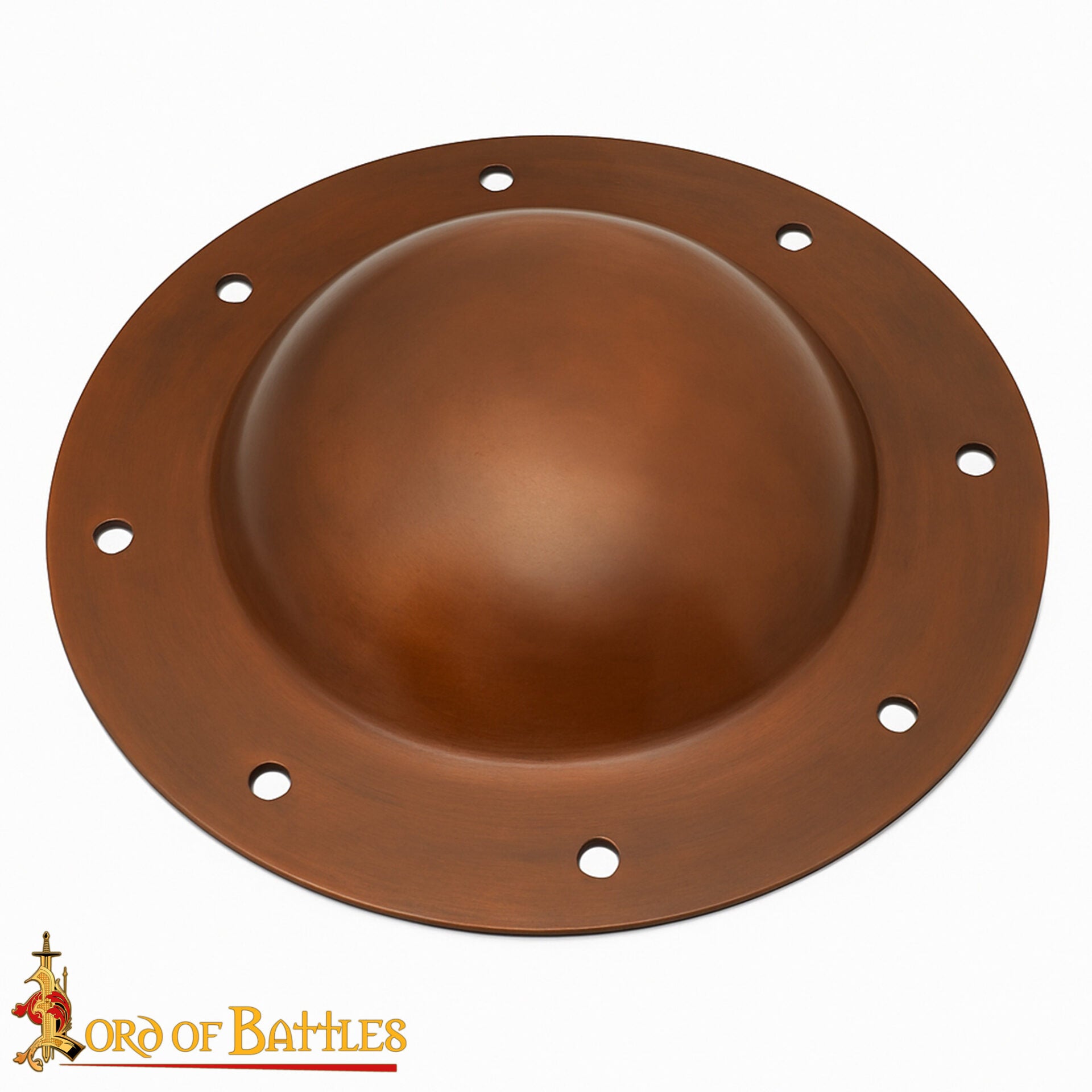 Umbo de Jefe de Escudo Medieval Chapado en Cobre de Calibre 14 con Remaches - Imagen 4