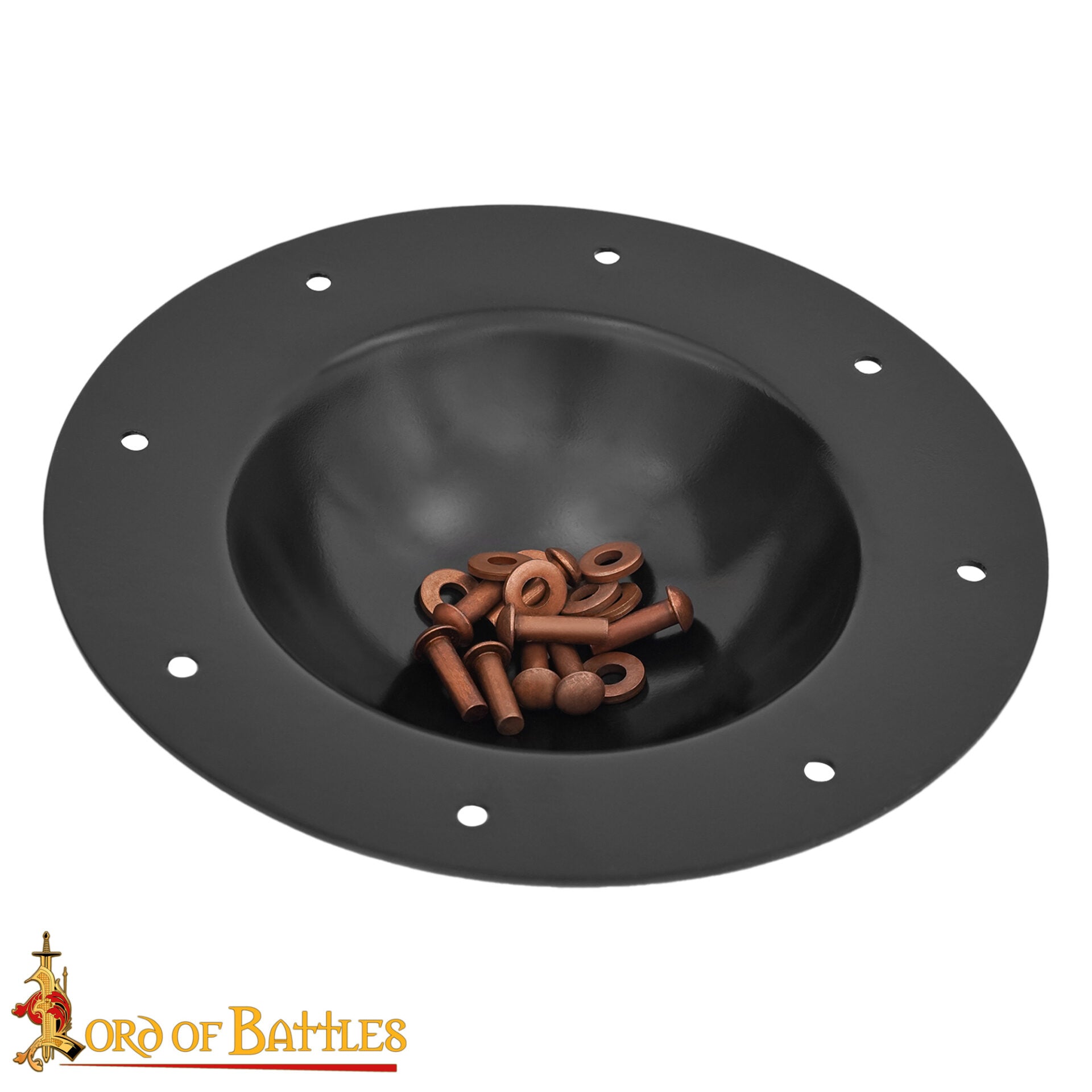 Umbo de Jefe de Escudo Medieval Chapado en Cobre de Calibre 14 con Remaches - Imagen 5