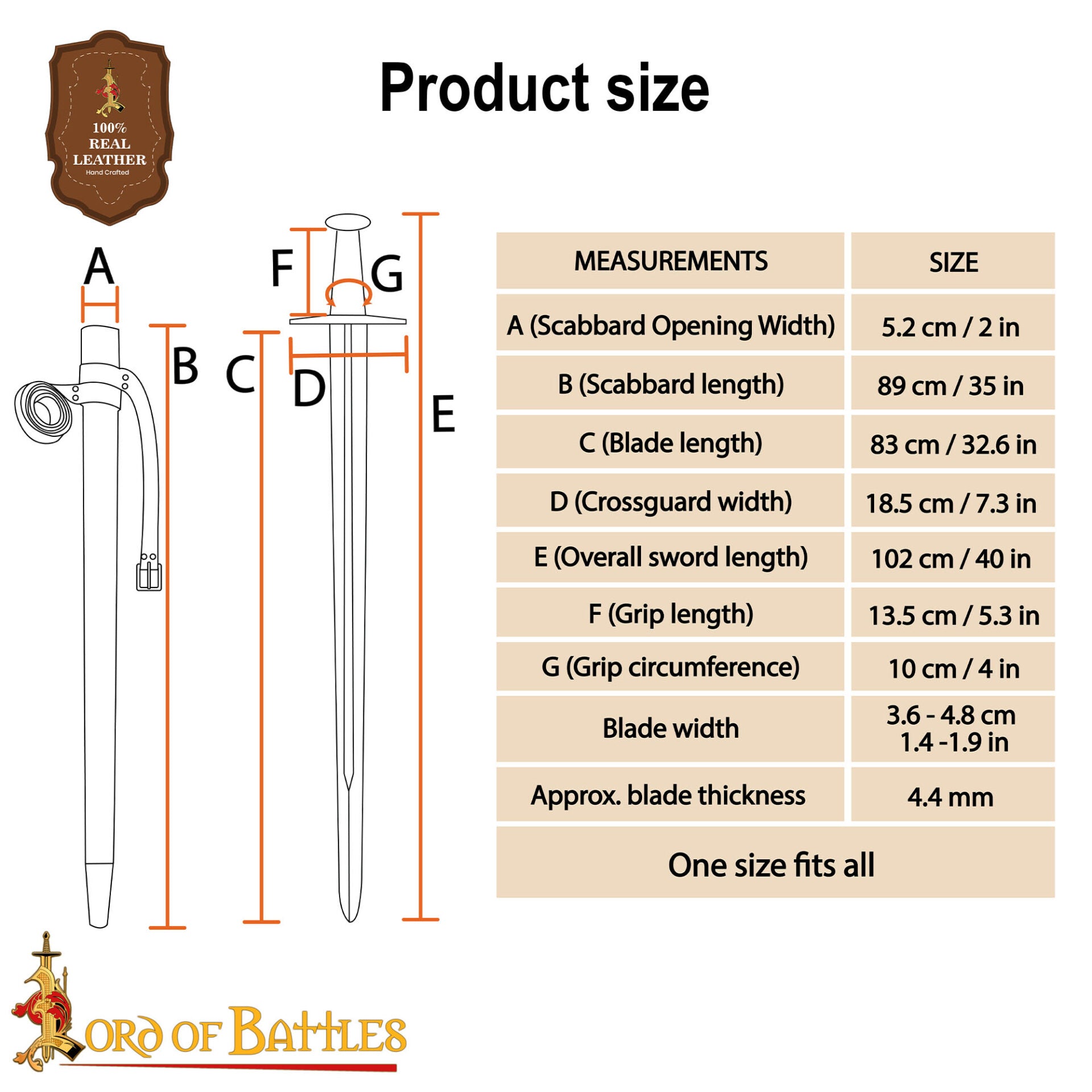 Espada Larga Normanda Forjada a Mano con Vaina de Cuero - Funcional - Imagen 3