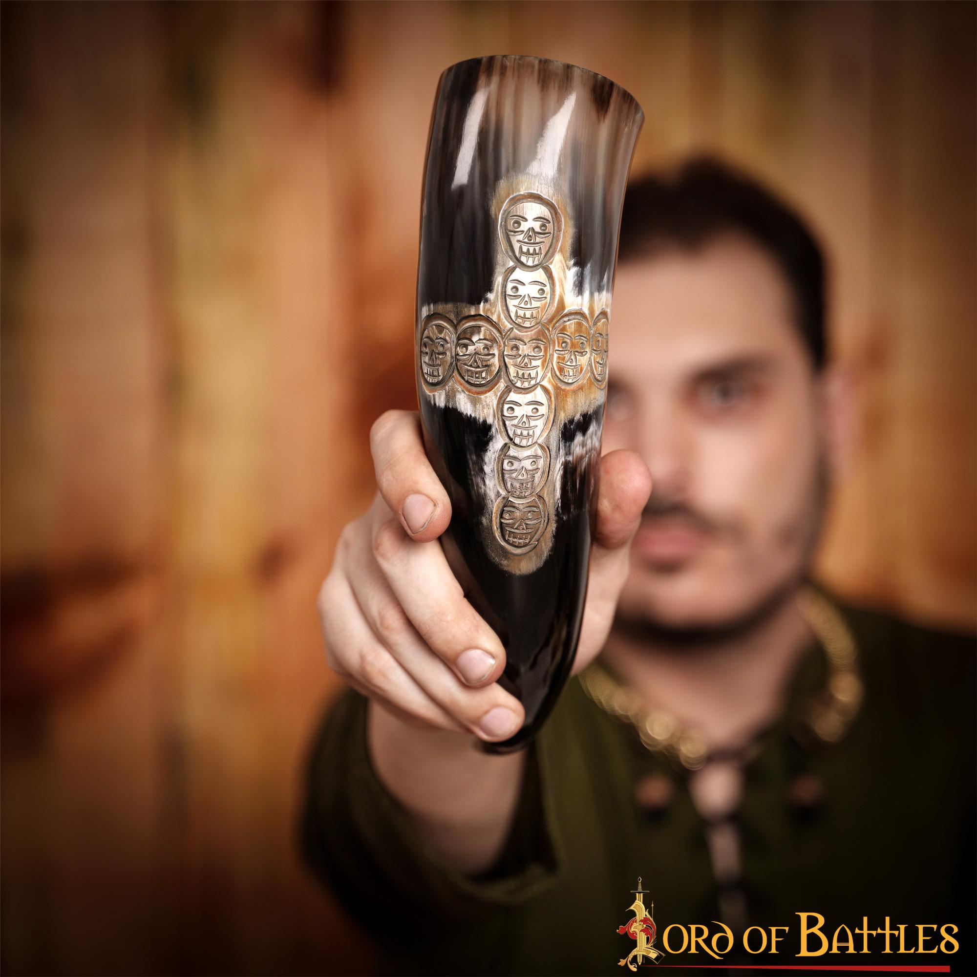 Viking Drinking Horn 500 - 600 Ml Cuerno de Buey Auténtico Hecho a Mano - Imagen 7