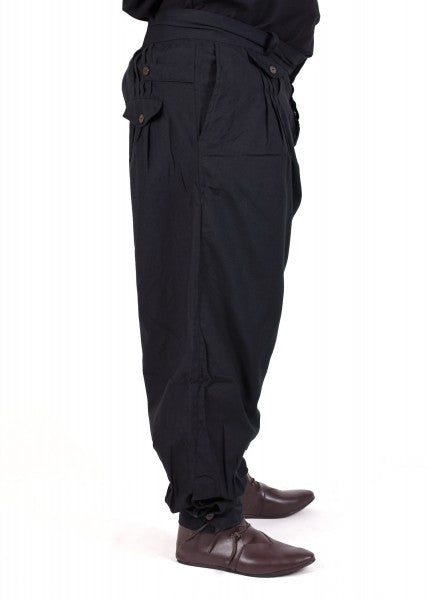 Calça com pregas, preta 1202306300