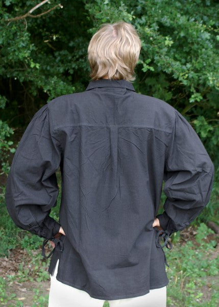 Camisa do final da Idade Média em algodão, preta 1216000120