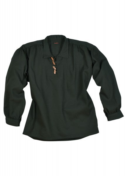 1280003160 Camisa medieval con botones de madera, verde oscuro