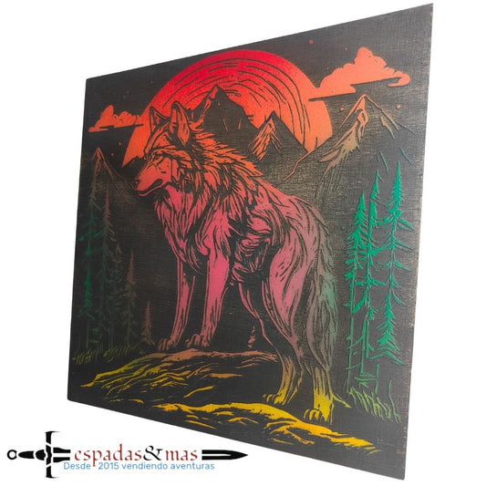 Engraved picture Mountain Wolf 2