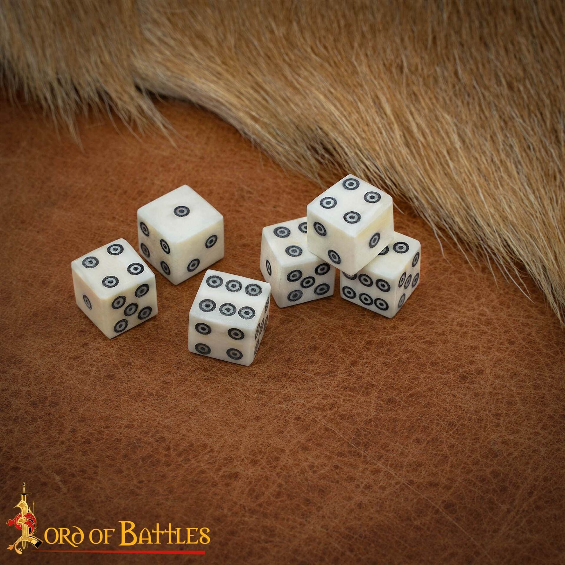 Dados Romanos de Hueso con Teselas - Juego de 6 Dados en Espiral Hechos a Mano (hueso Pulido) - Imagen 1