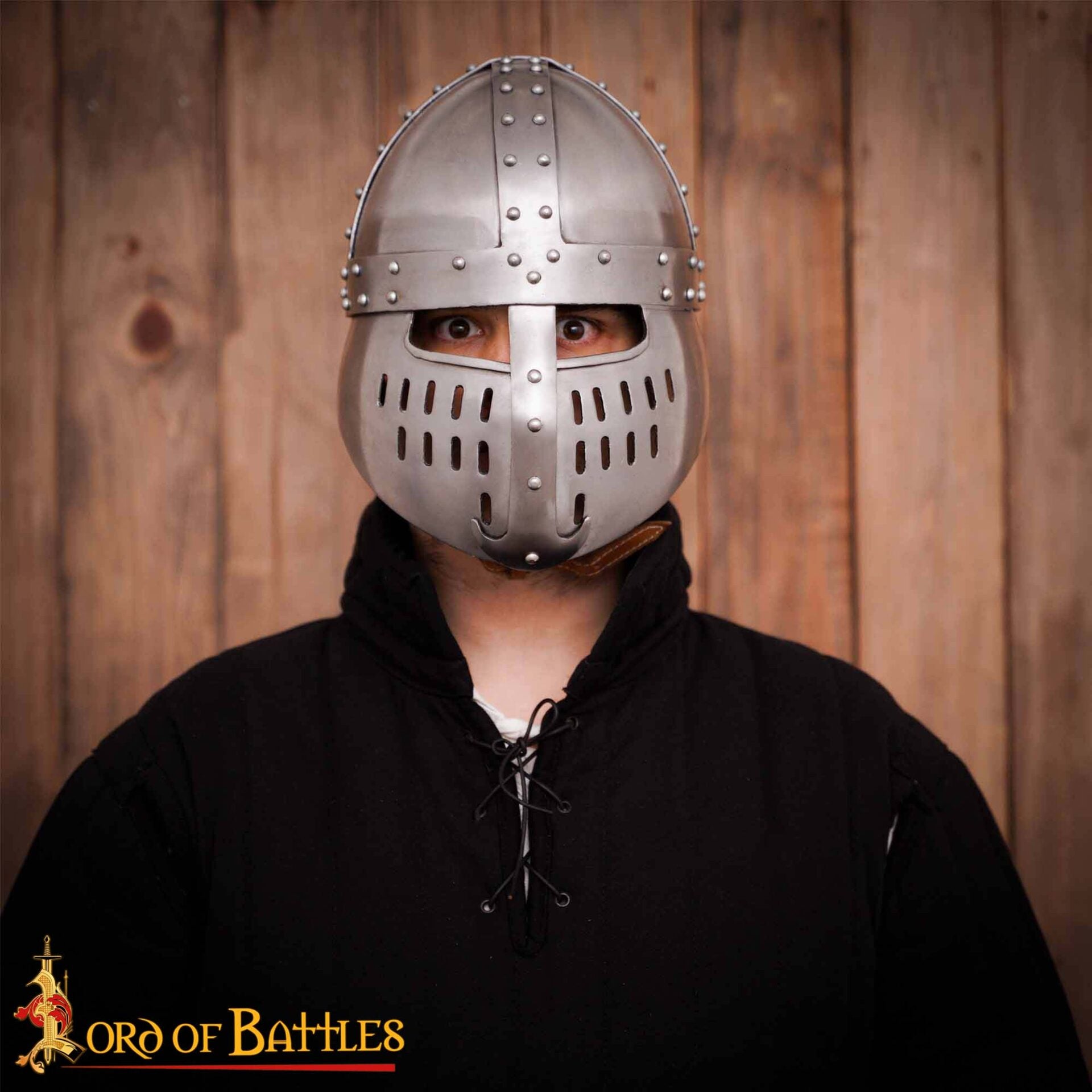 Casco Normando Spangenhelm del Siglo Xii-xiii con Protector Facial - Armadura Medieval de Acero Dulce de Calibre 16 - Imagen 9