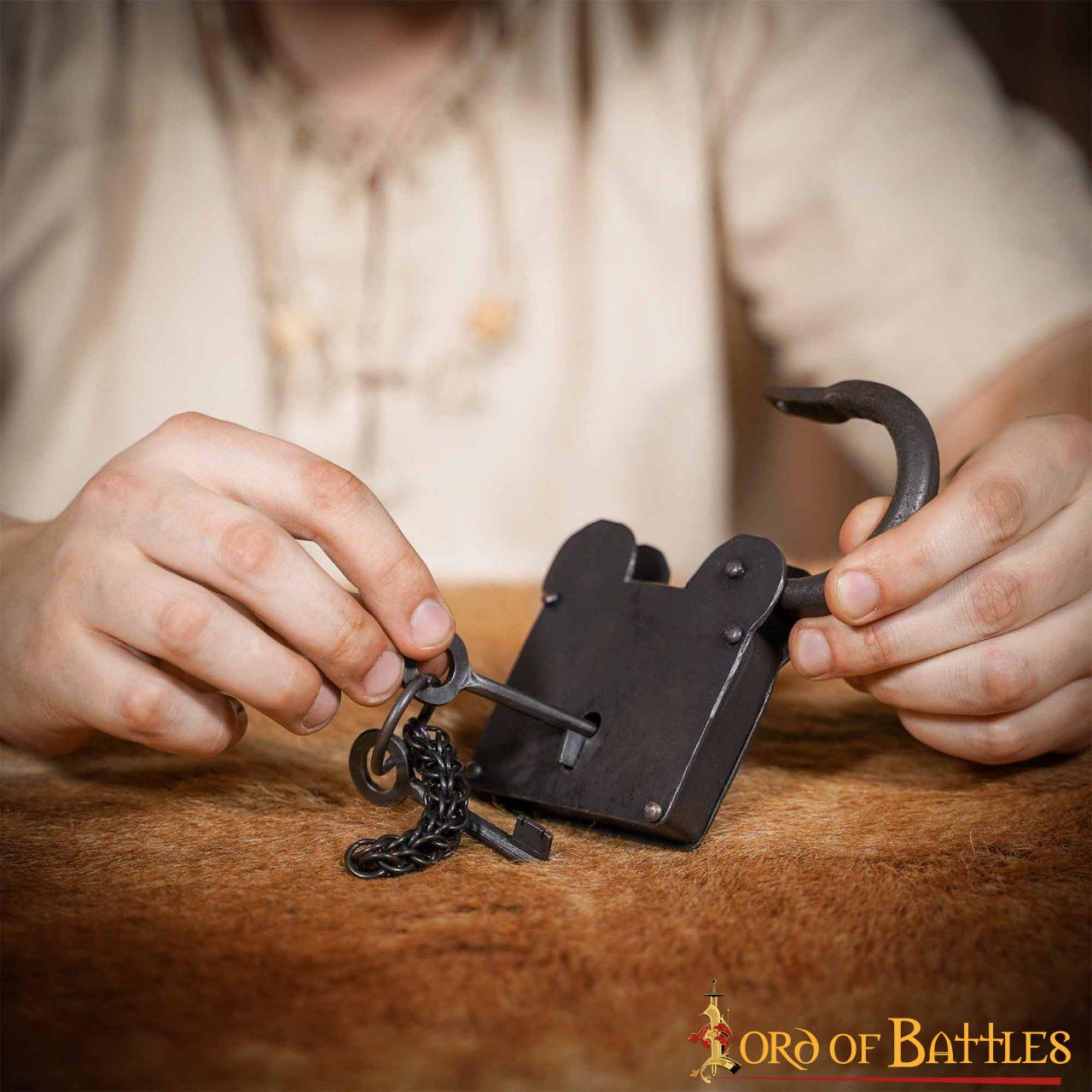 Tesorero Candado de Hierro con Llavero de Cota de Malla y Llaves Emparejadas - Imagen 8