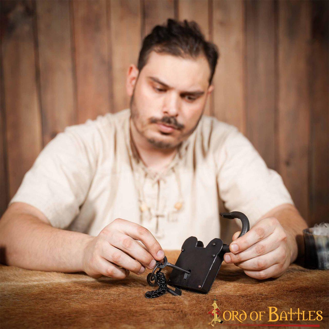 Tesorero Candado de Hierro con Llavero de Cota de Malla y Llaves Emparejadas - Imagen 9