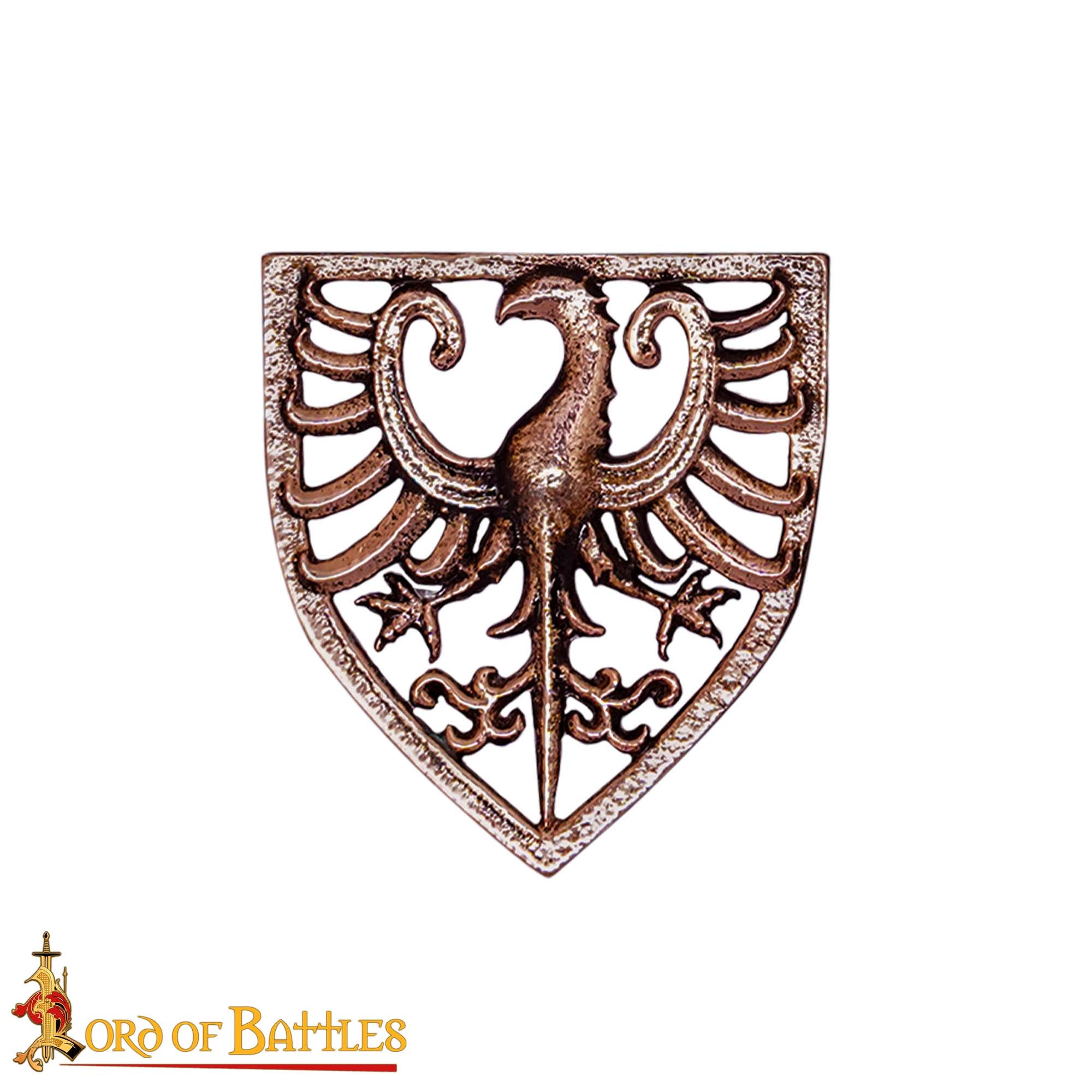 Águila Heráldica de Bronce Macizo para Cinturón de Cuero - Juego de 3 Piezas de Bronce Antiguo - Detalles Heráldicos Medievales para Trajes, Cinturones y Bolsos