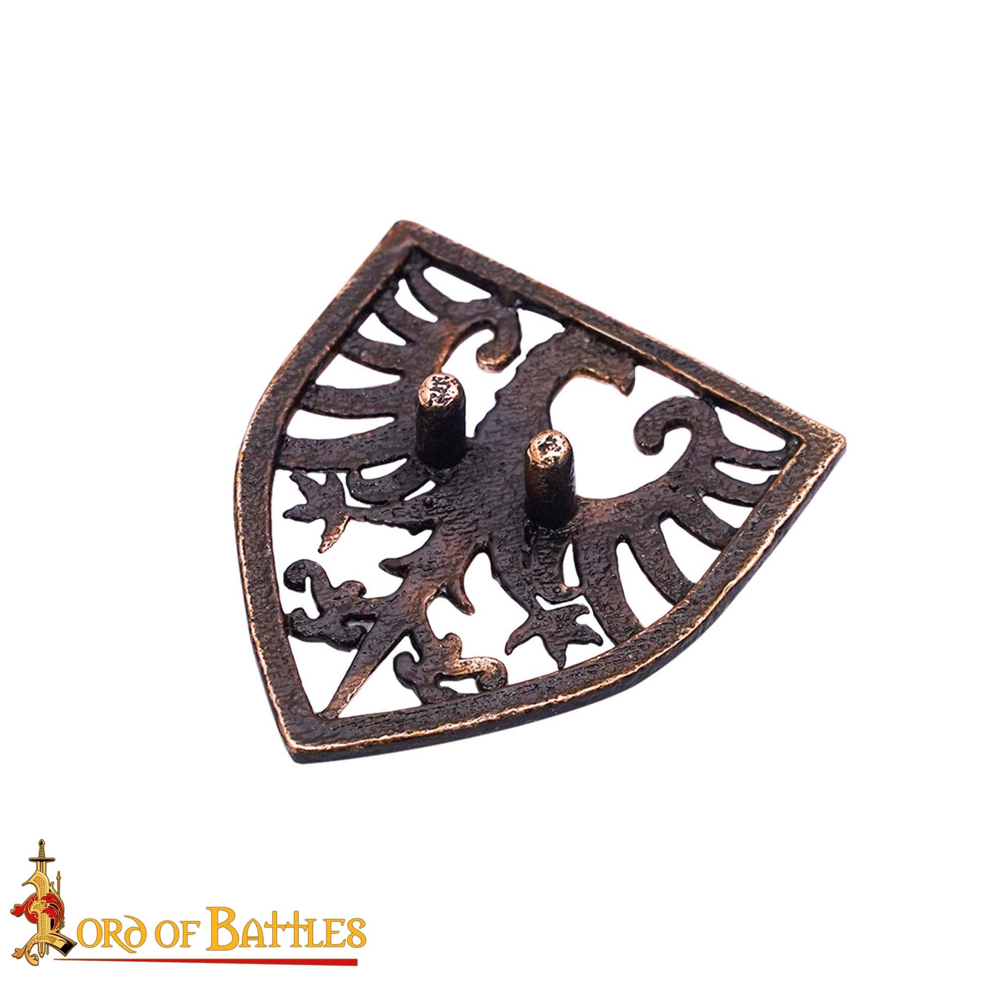 Águila Heráldica de Bronce Macizo para Cinturón de Cuero - Juego de 3 Piezas de Bronce Antiguo - Detalles Heráldicos Medievales para Trajes, Cinturones y Bolsos