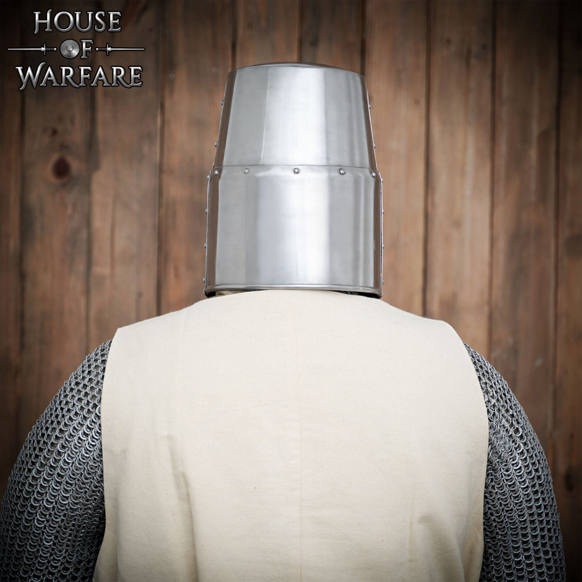 Gran Casco Cruzado de Latón del Siglo Xii - Acero Pulido de Calibre 18 con Cruz de Latón - Imagen 5