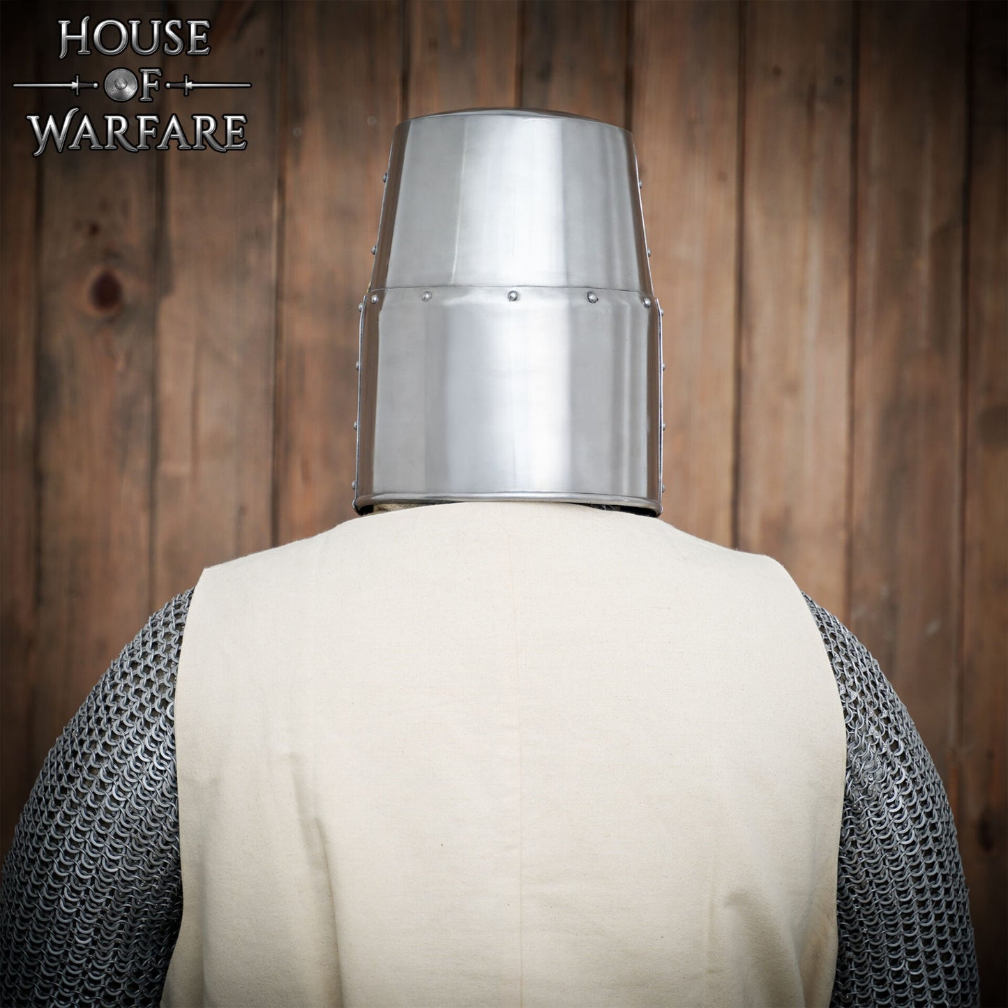 Gran Casco Cruzado de Latón del Siglo Xii - Acero Pulido de Calibre 18 con Cruz de Latón - Imagen 5