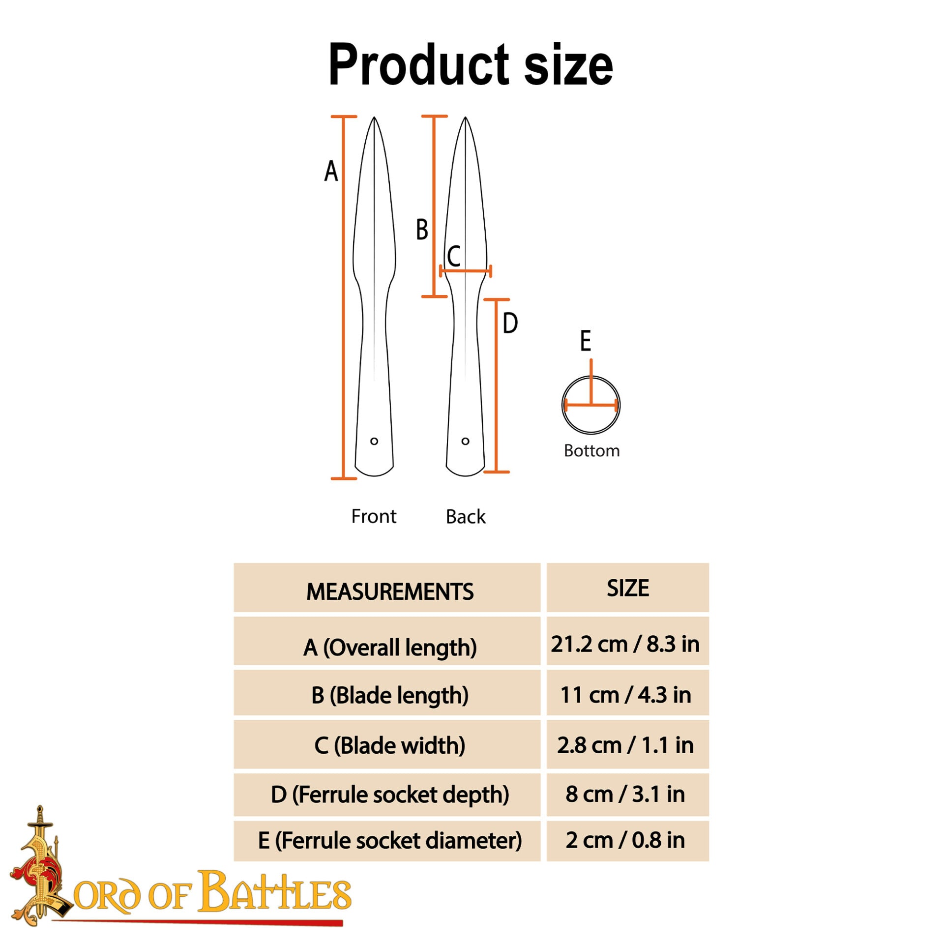 Punta de Lanza Vikinga Medieval - Acero Al Carbono Forjado a Mano - Hoja Corta con Mango Cónico - Imagen 3