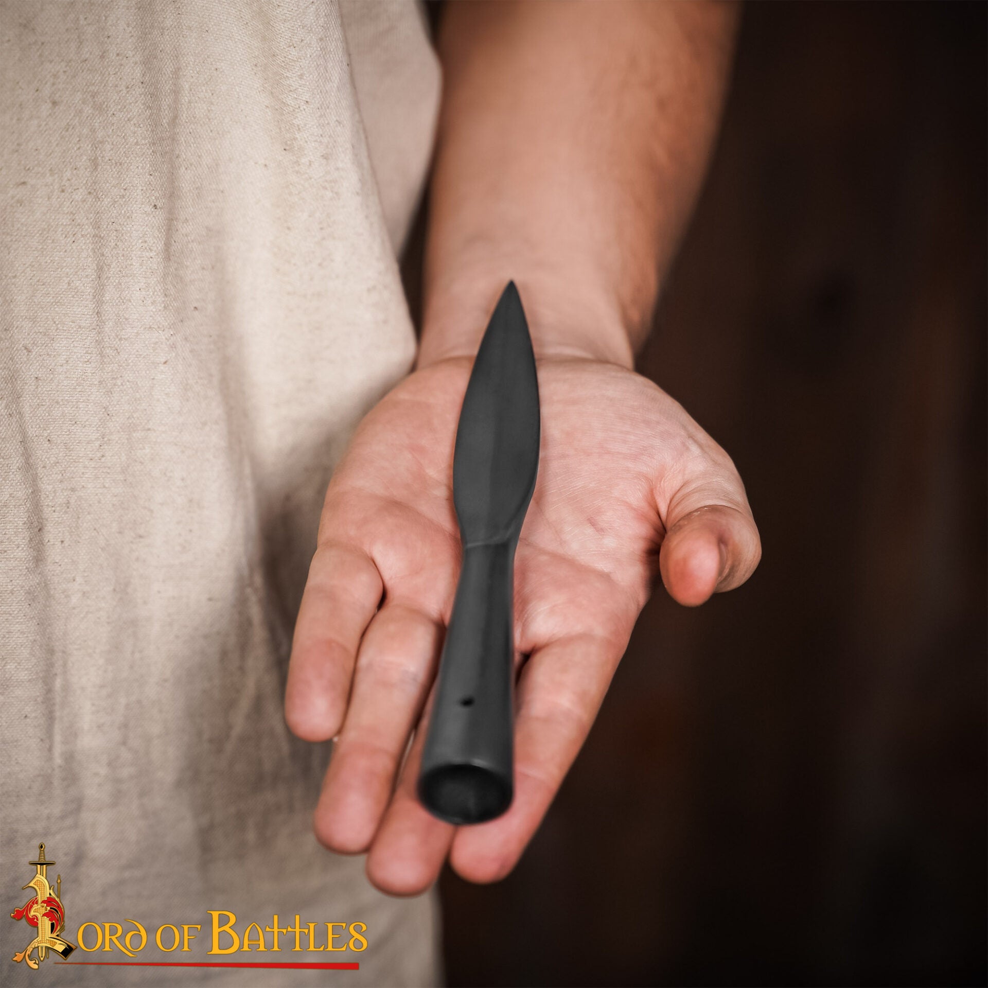 Punta de Lanza Vikinga Medieval - Acero Al Carbono Forjado a Mano - Hoja Corta con Mango Cónico - Imagen 5