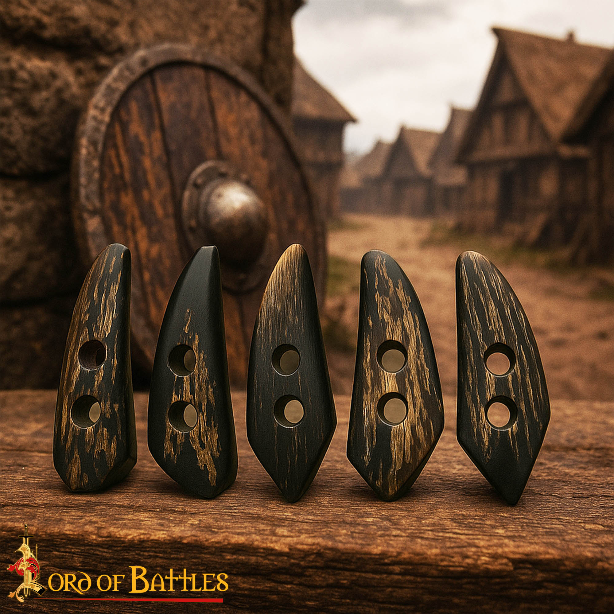 Juego de Aldabas de Cuerno de Buey de Bordes Afilados - 5 Piezas - Cierres Artesanales de 2 Pulgadas con Acabado Rugoso Natural - Imagen 1