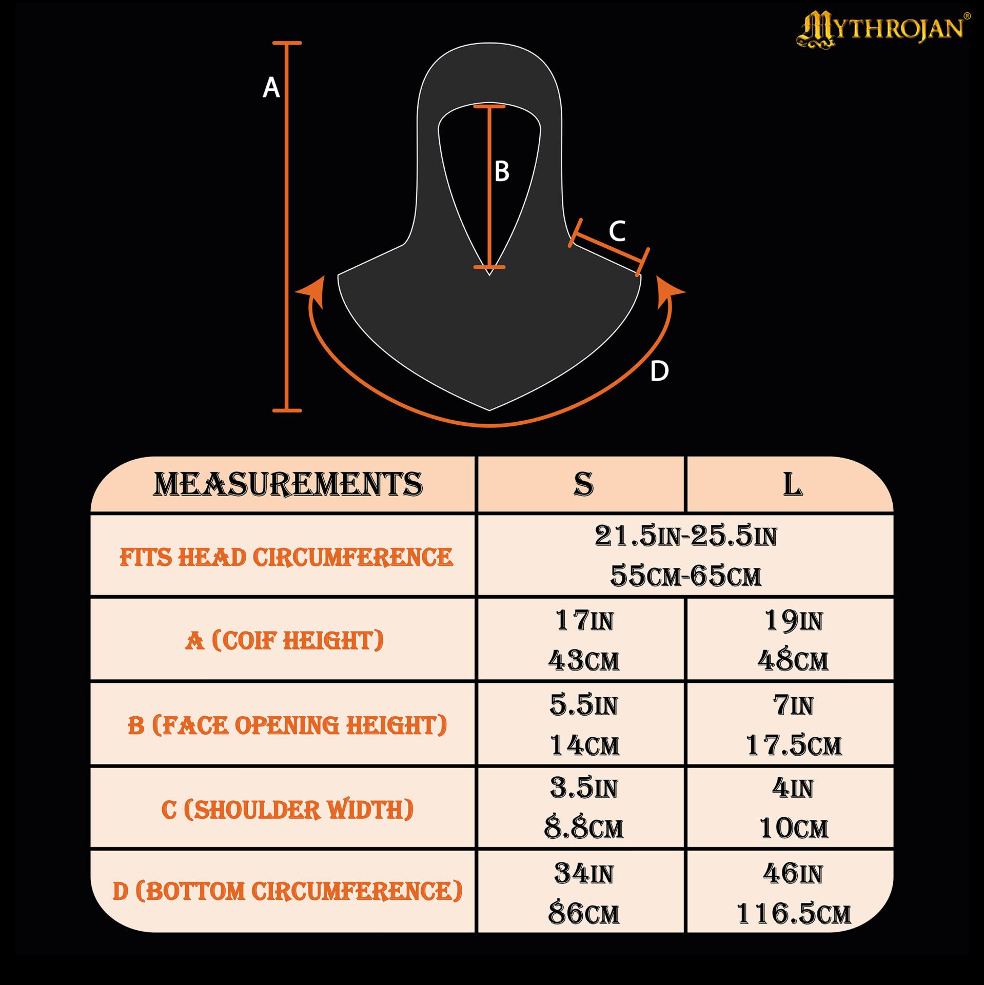 Cofia Medieval de Cota de Malla - Anillas de Acero Dulce Conificado - Acabado Ennegrecido - 10 Mm 16 Galgas - Grande - Imagen 3