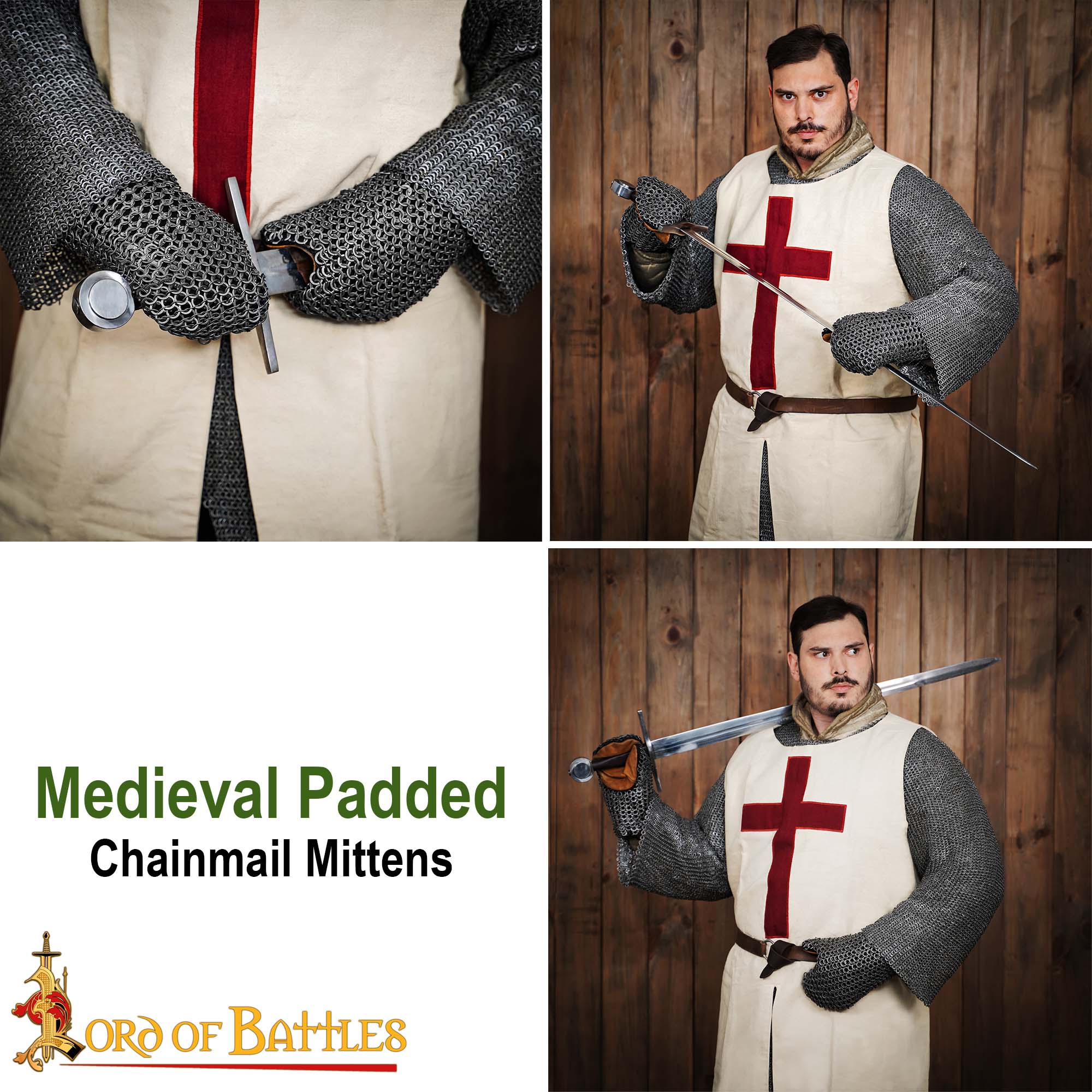 Manoplas Medievales de Cota de Malla Acolchada - Acero Dulce Anillo Plano Redondo Remachado - 9mm 17 Gauge - Imagen 7