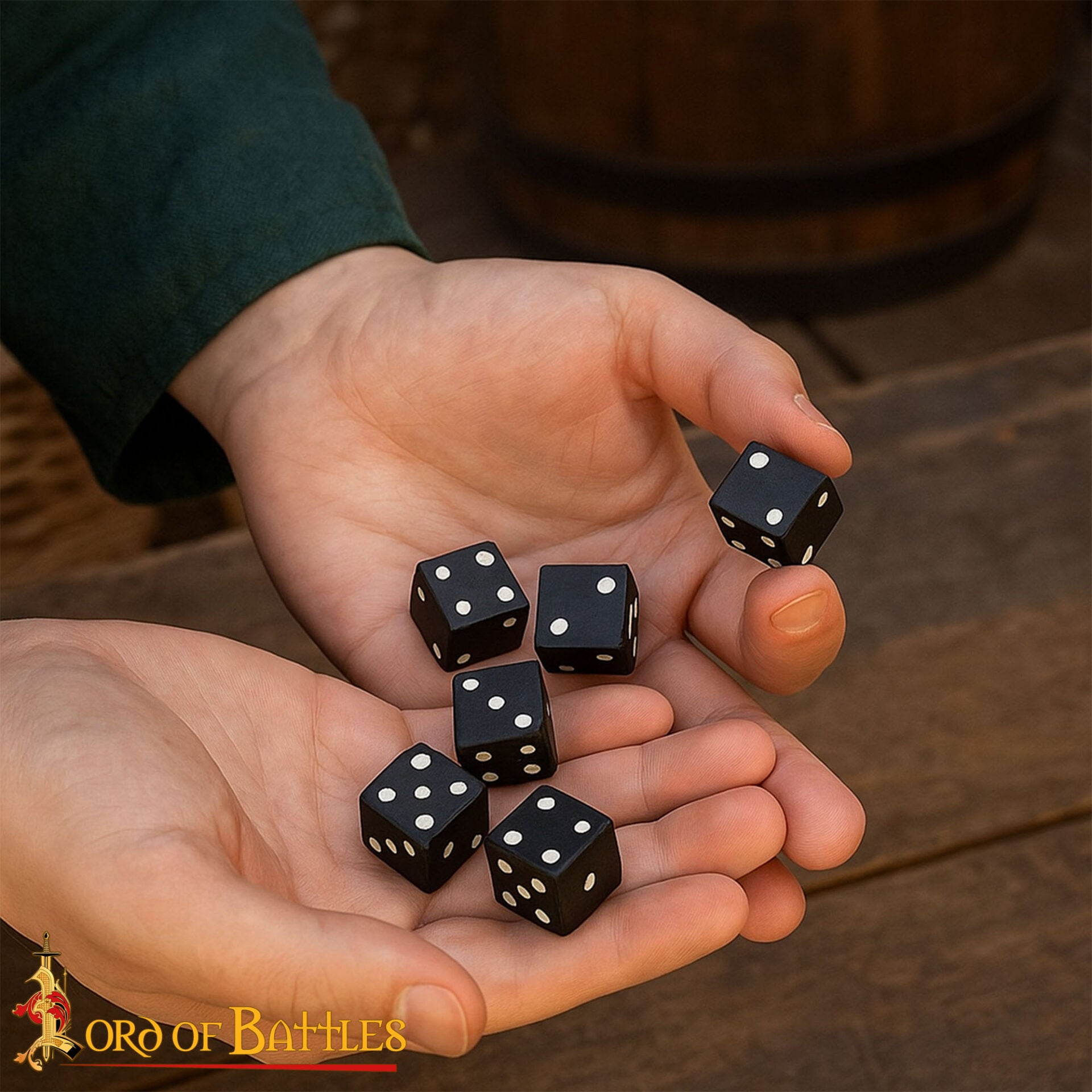 Juego de Dados Artesanales de Cuerno de Búfalo - 6 Piezas | Dados Naturales para Juegos de Rol de Mesa, Coleccionismo y Juegos Históricos - Imagen 1