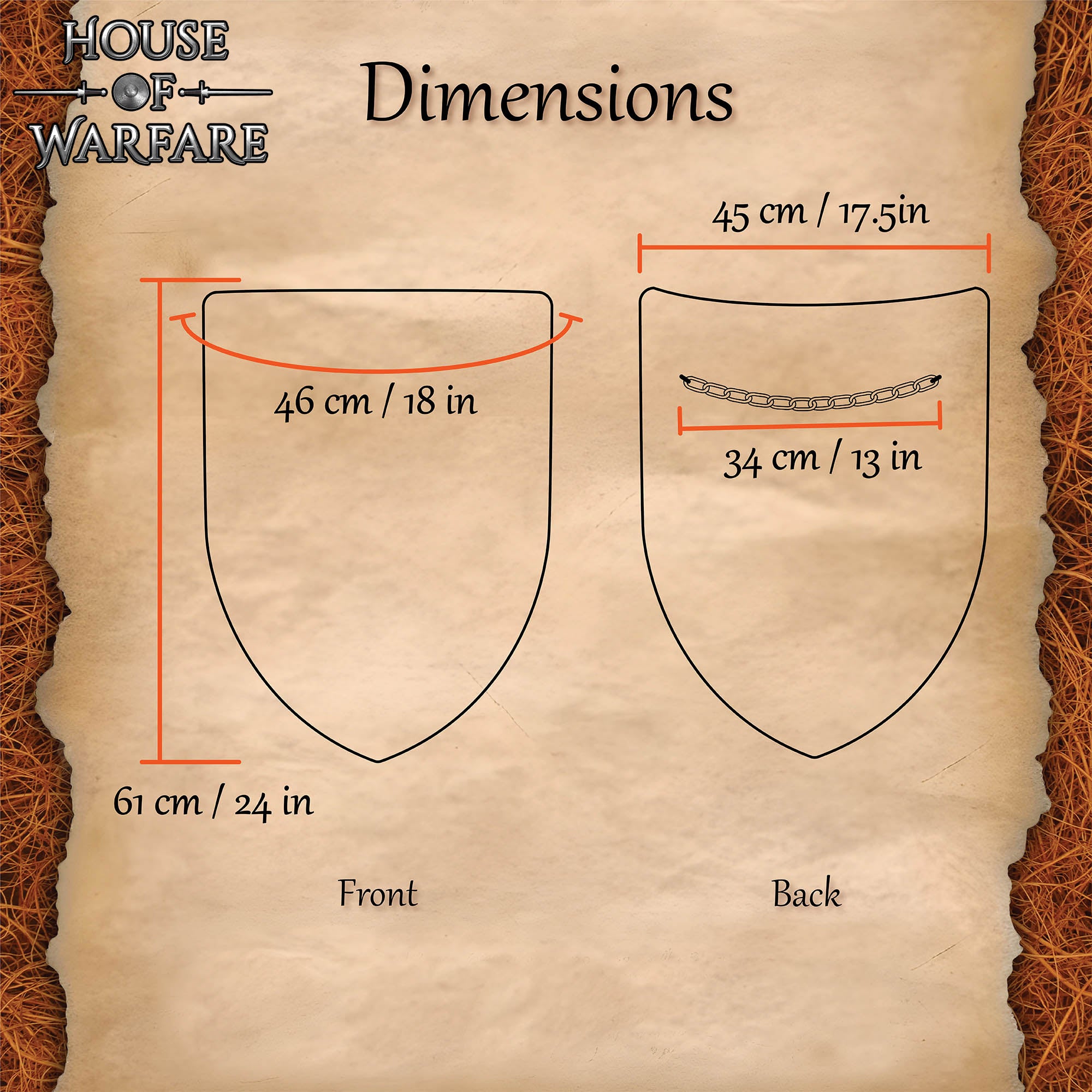 Escudo de Batalla de Acero Liso con Cadena - Negro- Personalizable - Imagen 3