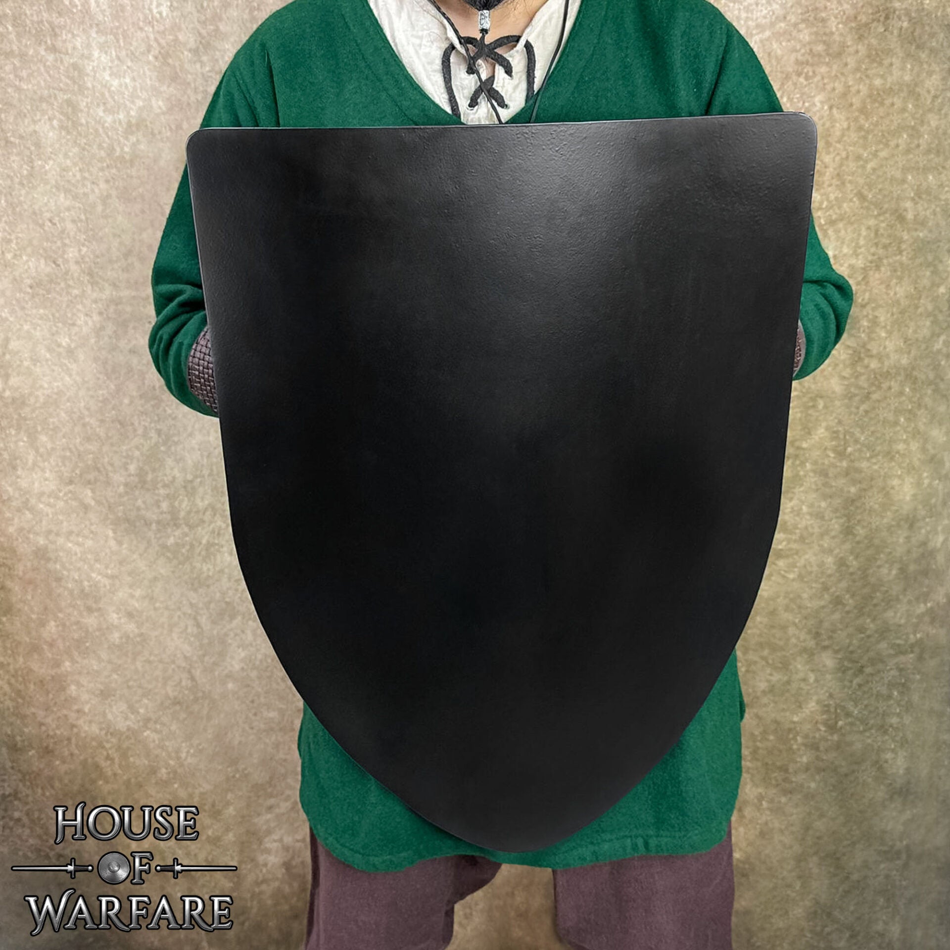 Escudo de Batalla de Acero Liso con Cadena - Negro- Personalizable - Imagen 5