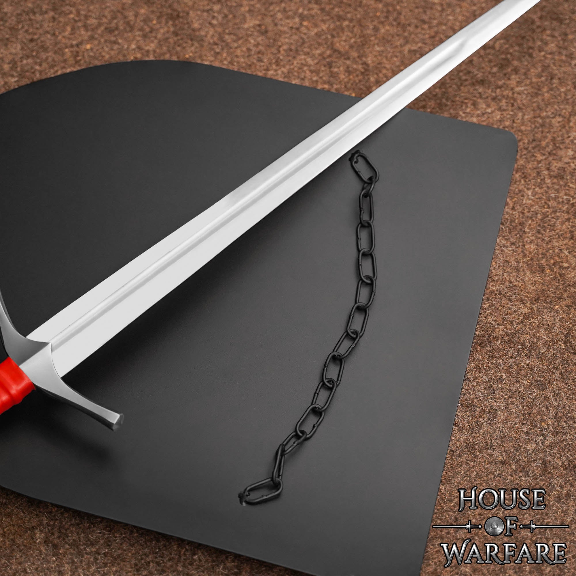 Escudo de Batalla de Acero Liso con Cadena - Negro- Personalizable - Imagen 7