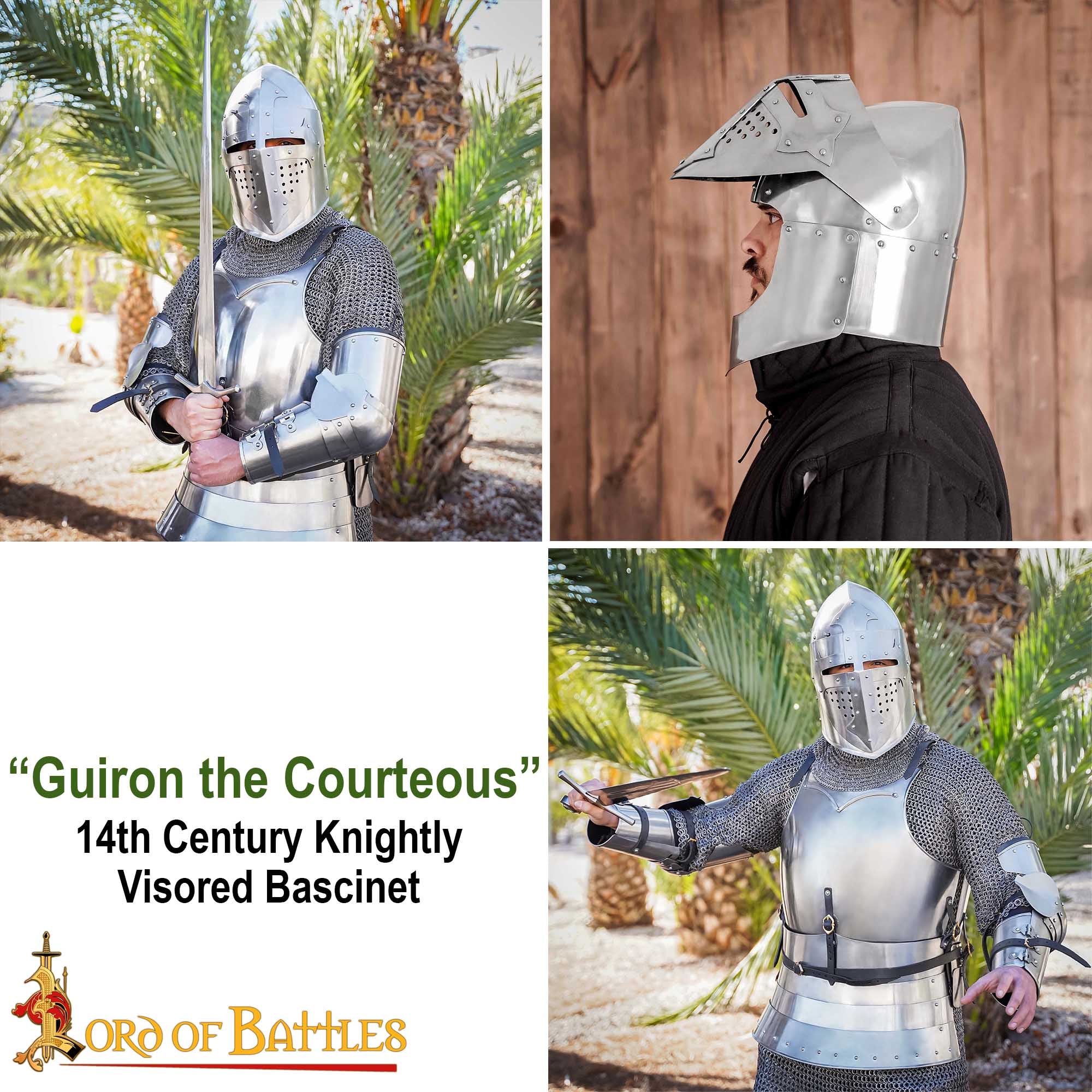 Casco Bascinet Visera del Siglo Xiv con Forro de Cuero - Imagen 9