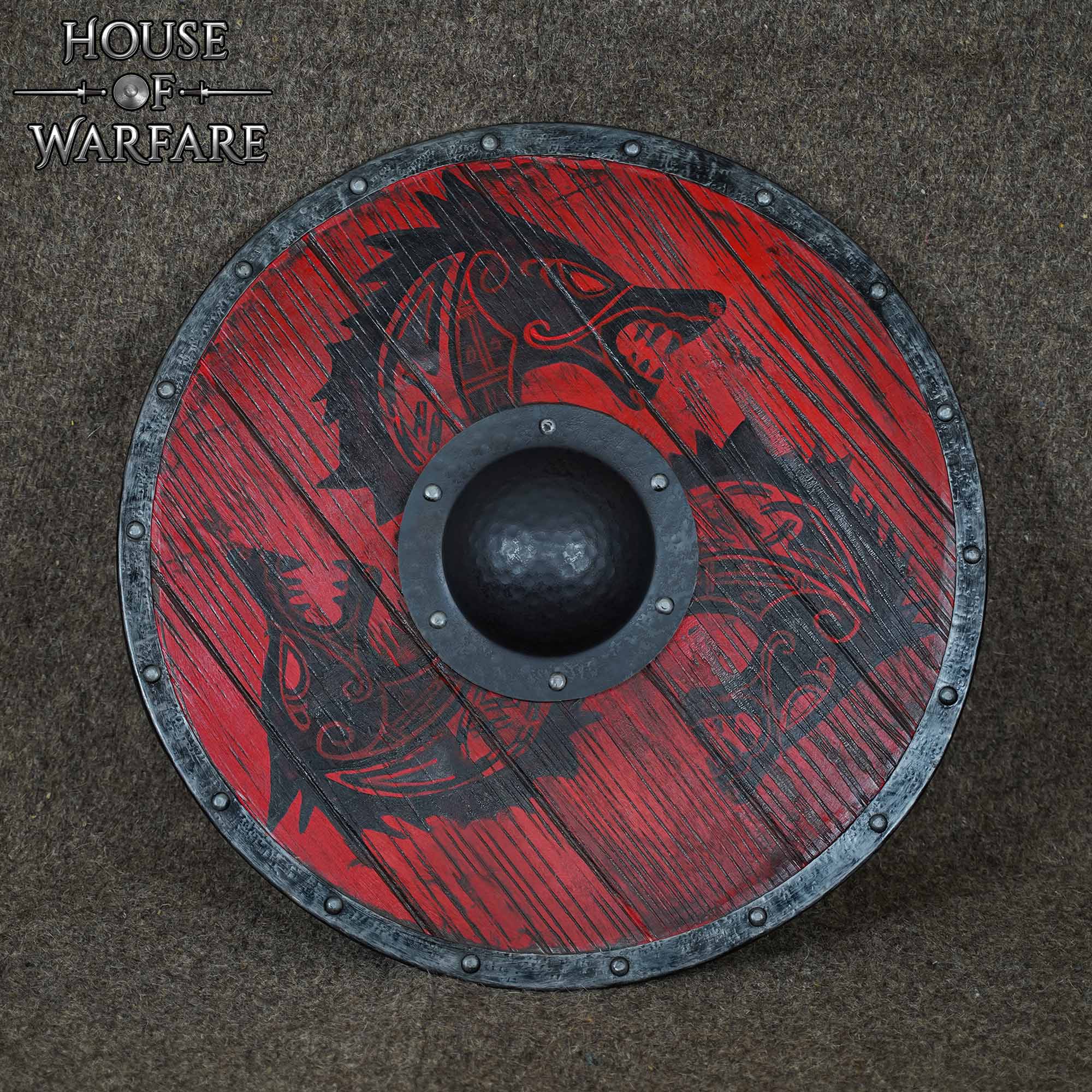 Jefe de Escudo Vikingo y Anglosajón - 7,9" de Diámetro, Acero Ennegrecido de Calibre 14 - Imagen 2